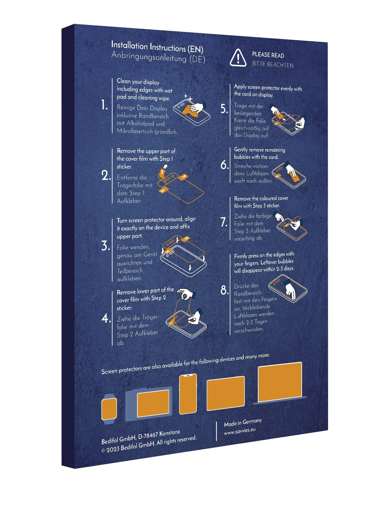 Savvies Displayschutzfolie Fullscreen Schutzfolie für Kardena Care Control 2 (rechteckig), 4 Stück, Displayschutz Folie Fullcover Klar Transparent
