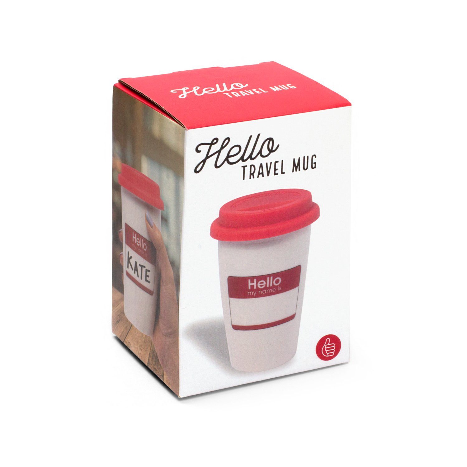 Thumbs Up Coffee-to-go-Becher Keramikbecher mit "Hello - Keramik, Is", My Name Silikondeckel beschreibbar