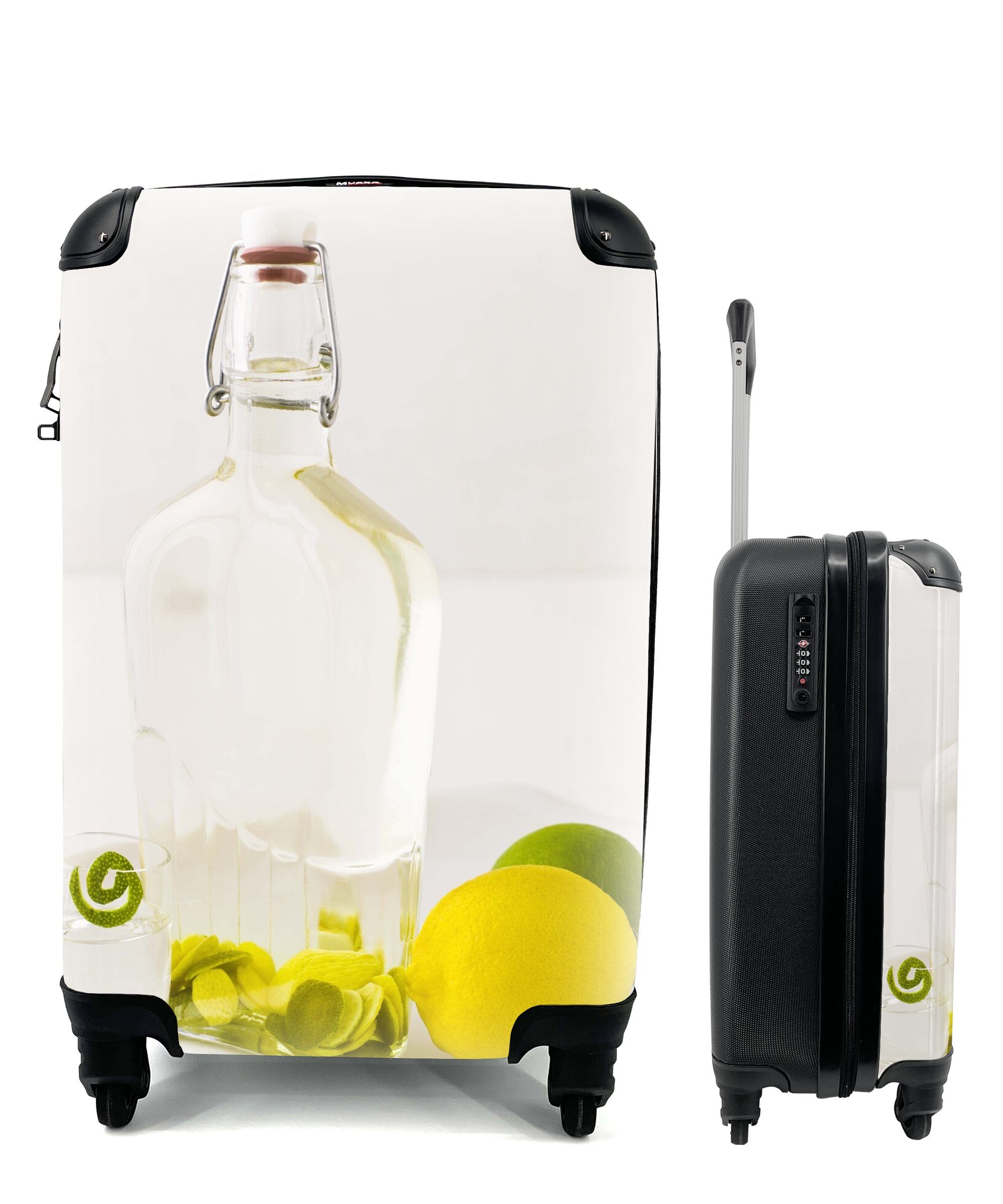 MuchoWow Handgepäckkoffer Zitrone und Limette mit Wodka, 4 Rollen, Reisetasche mit rollen, Handgepäck für Ferien, Trolley, Reisekoffer