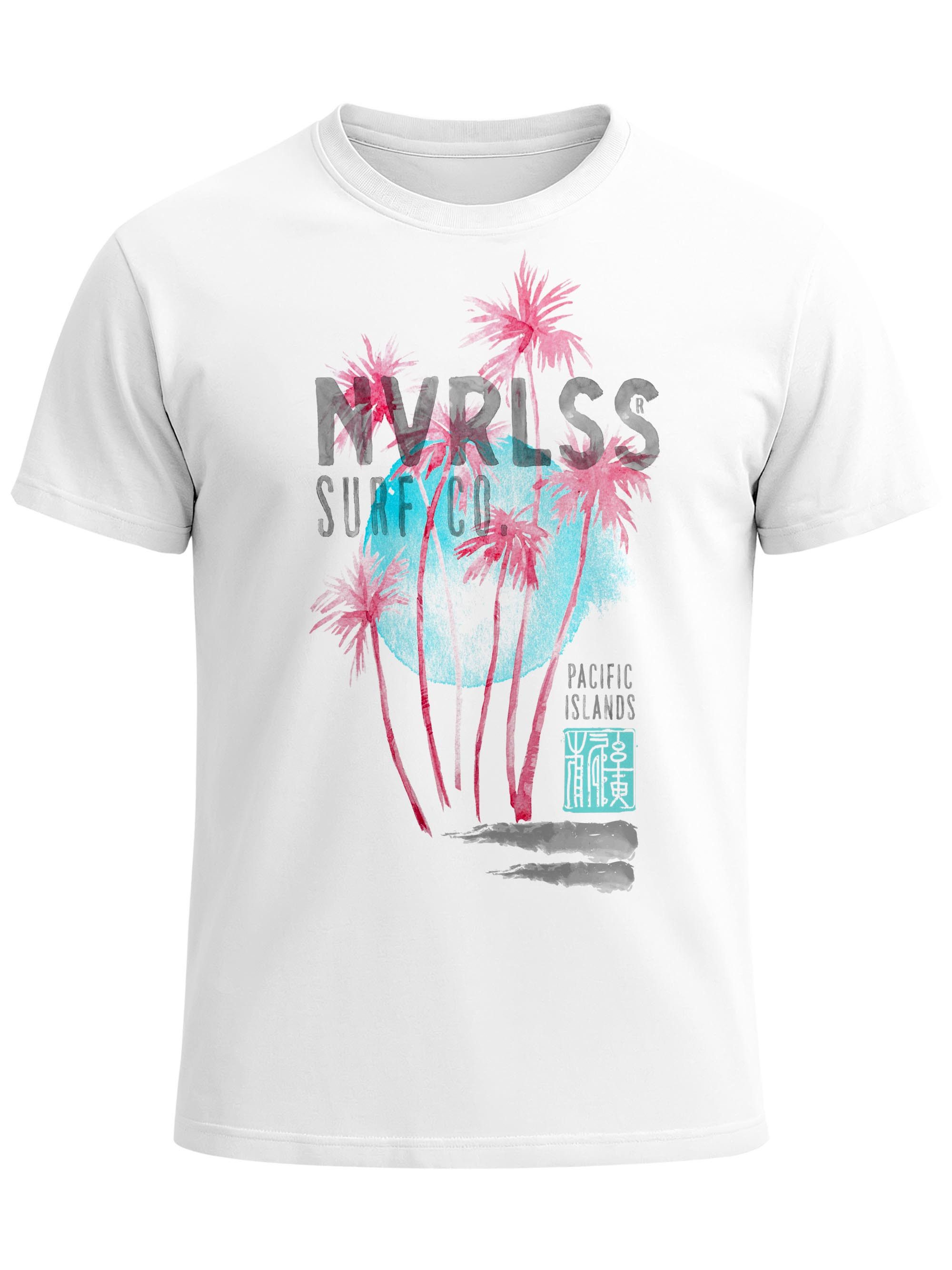 Print-Shirt Herren T-Shirt Palmen Sommer Strand Surfing Surf Pacific Island