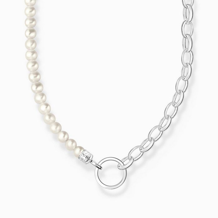 THOMAS SABO Silberkette Charm-Kette mit weißen Perlen und Kettengliedern Silber