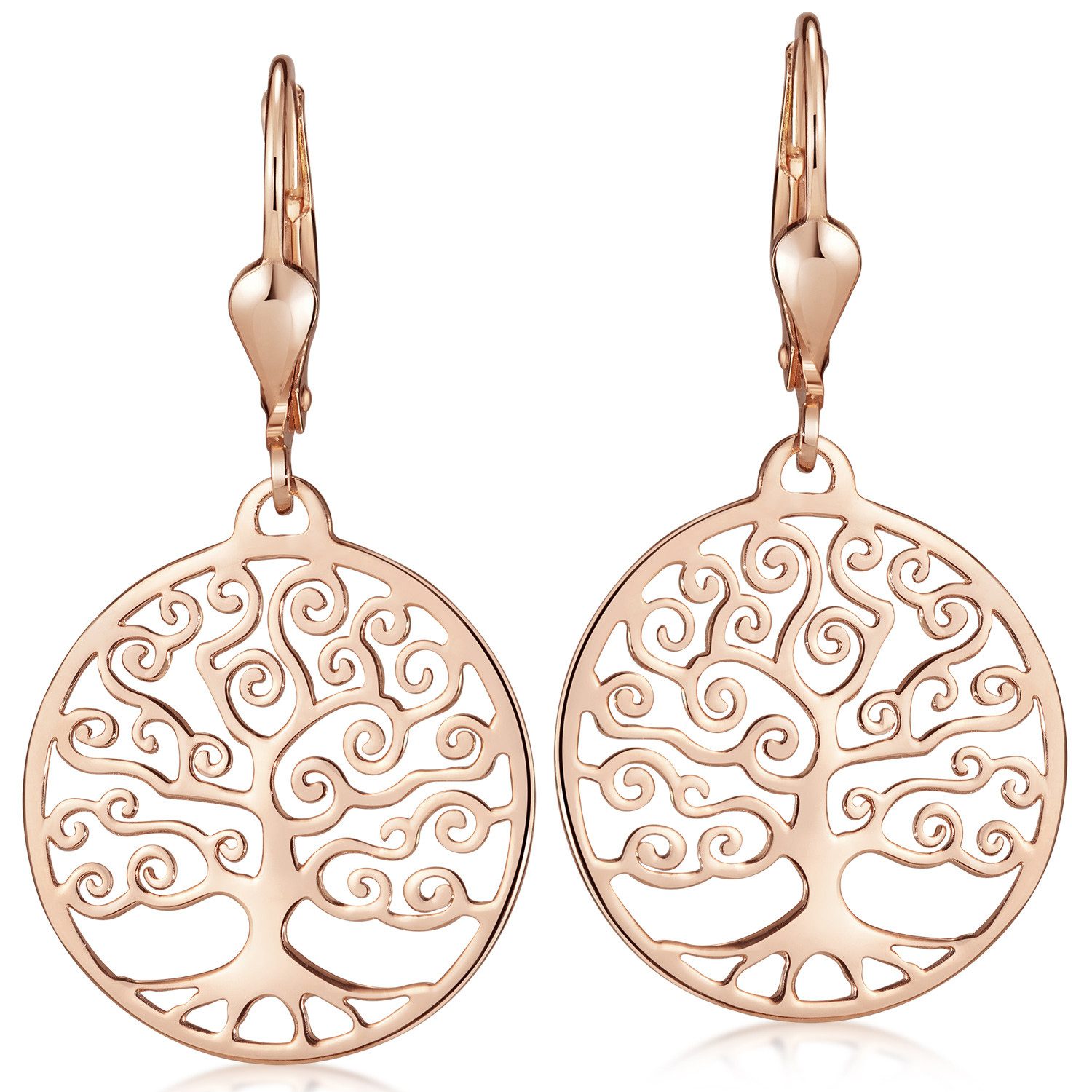 Paar Ohrhänger Damen Rosegold Lebensbaum keltisch Ø20mm SO-246