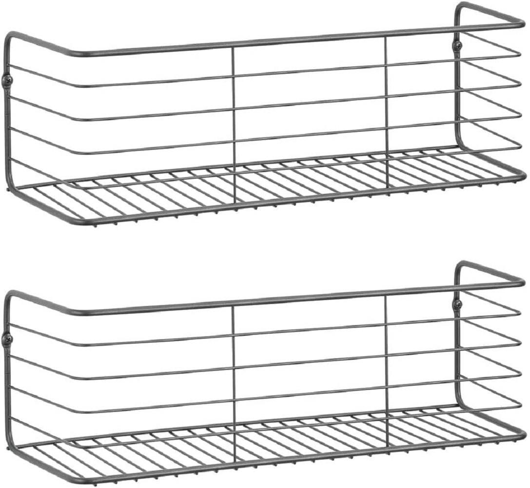 mDesign Aufbewahrungssystem mDesign Wandregal Ablage Organizer Aufbewahrung 2er-Set Metall dunke