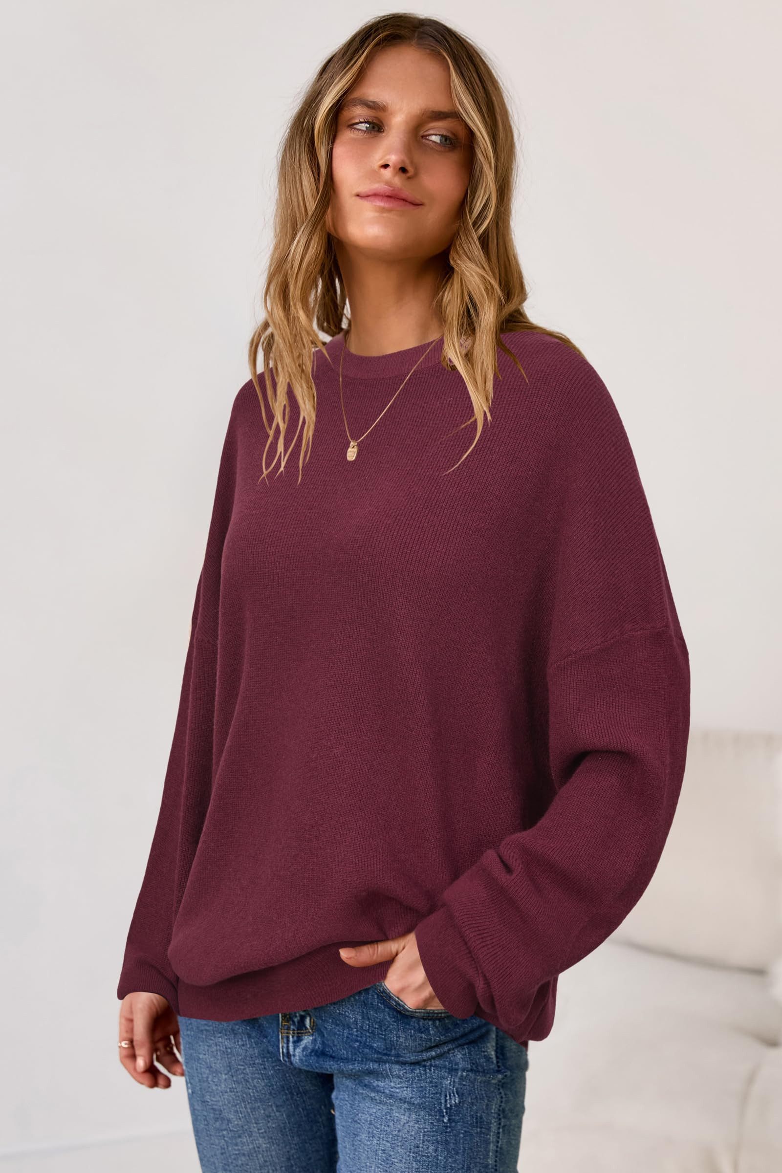 Arach&Cloz Damestrui van wolmix, lange mouwen, elegante polo, sweater, ruimvallend, voor herfst en winter, Lange mouwen, crèmekleurig, L