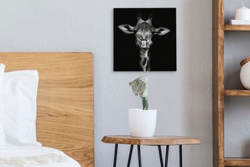 OneMillionCanvasses® Leinwandbild Giraffe - Porträt - Tiere - Schwarz - Weiß, (1 St), Leinwand Bilder für Wohnzimmer Schlafzimmer