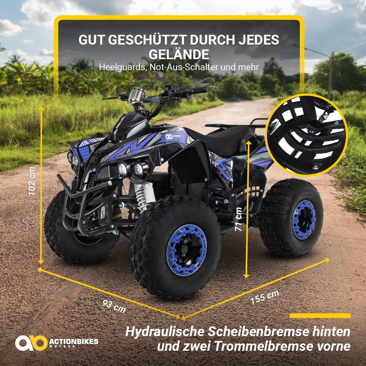 Actionbikes Motors Elektro-Kinderquad Kinder Elektroquad S10 1000 W 48 V, Belastbarkeit 80 kg, (1-tlg), Midi Quad bis 80 kg - hydraulische Scheibenbremse - bis 20 km/h