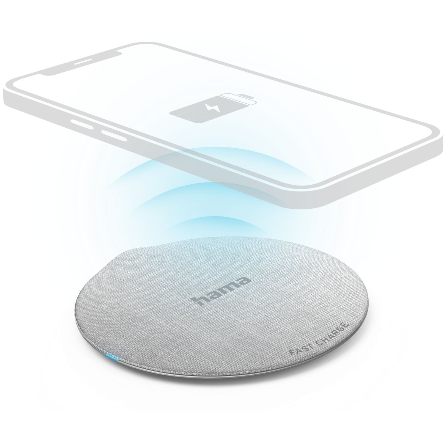 Hama QI Wireless Charger FC10 Schnell Induktion Weiß Induktions-Ladegerät (Ladegerät Lader Ladestation Kabellos Platte für Smartphone iPhone) – Bild 2 von 3