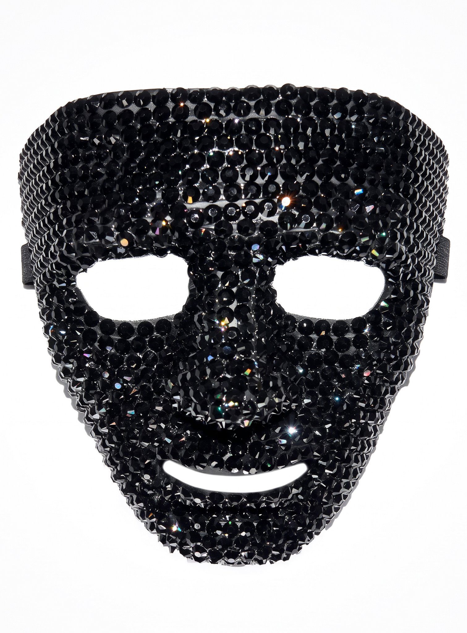 Metamorph Verkleidungsmaske Schwarzes Glitzerphantom Maske, Starre Halbmaske mit schwarzen Glitzersteinen