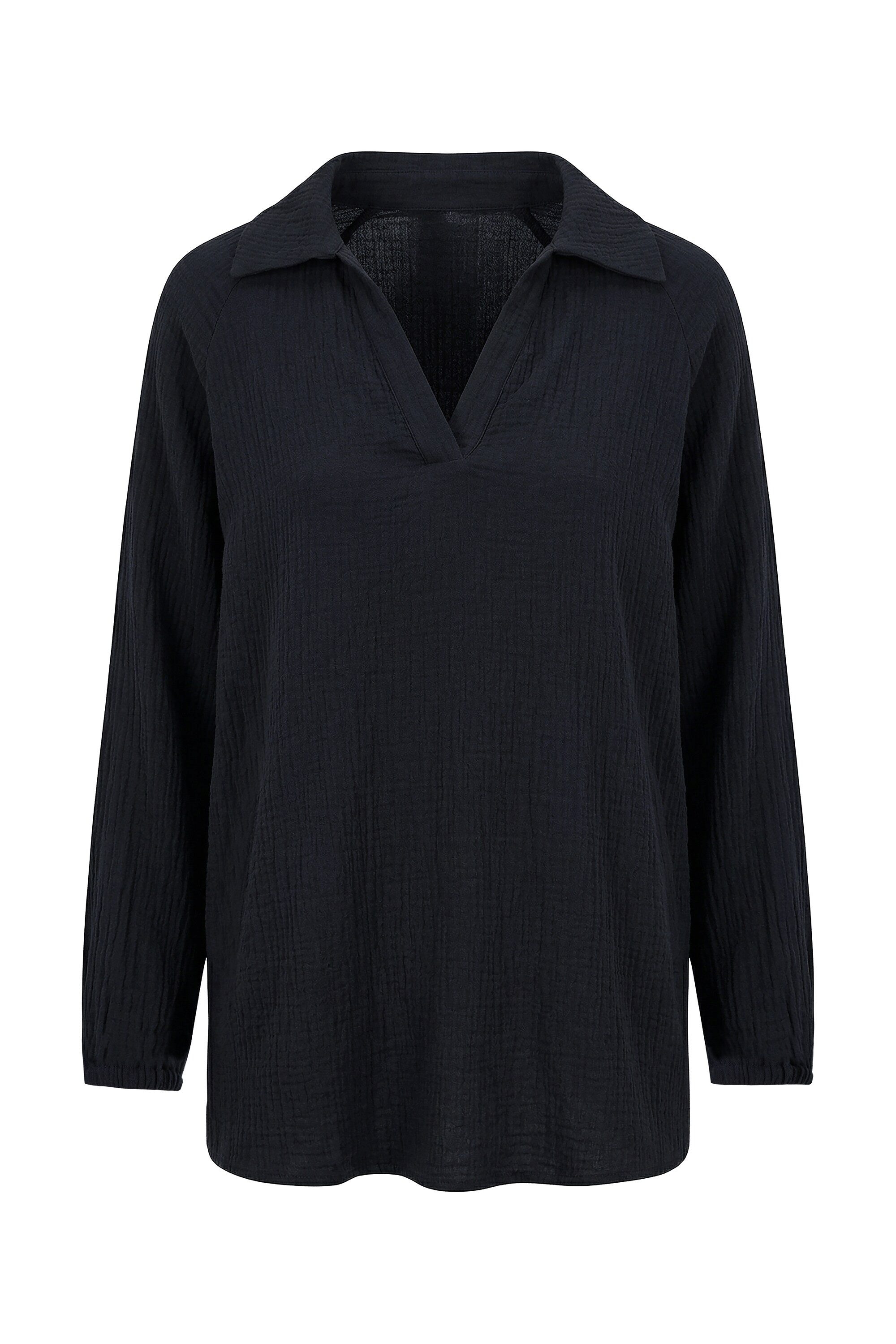 Studio Untold Tunika Musselin Tunika weiter Raglan-Langarm