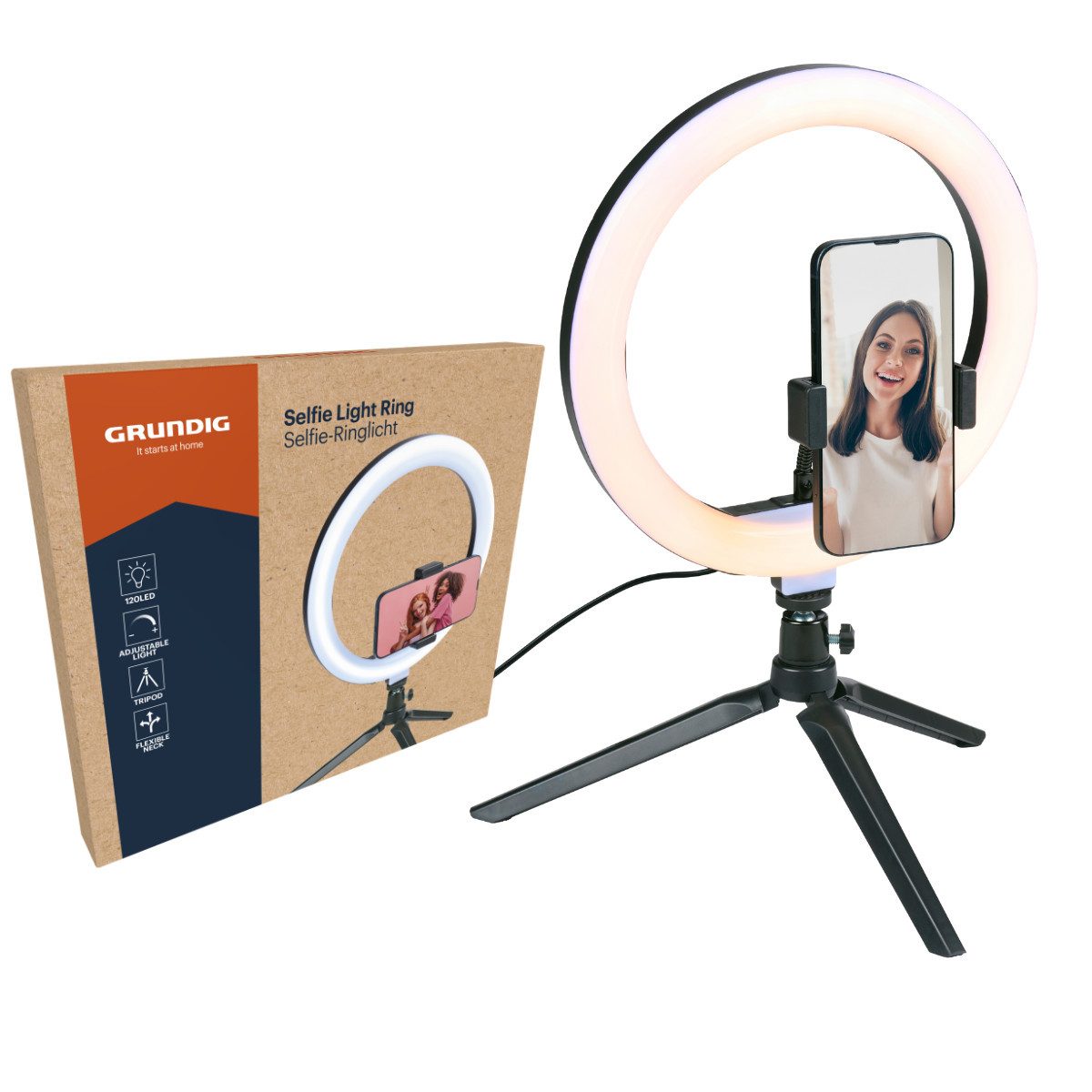 Ringlicht Grundig Selfie Ringlicht 10 Zoll - Ringlicht mit Stativ