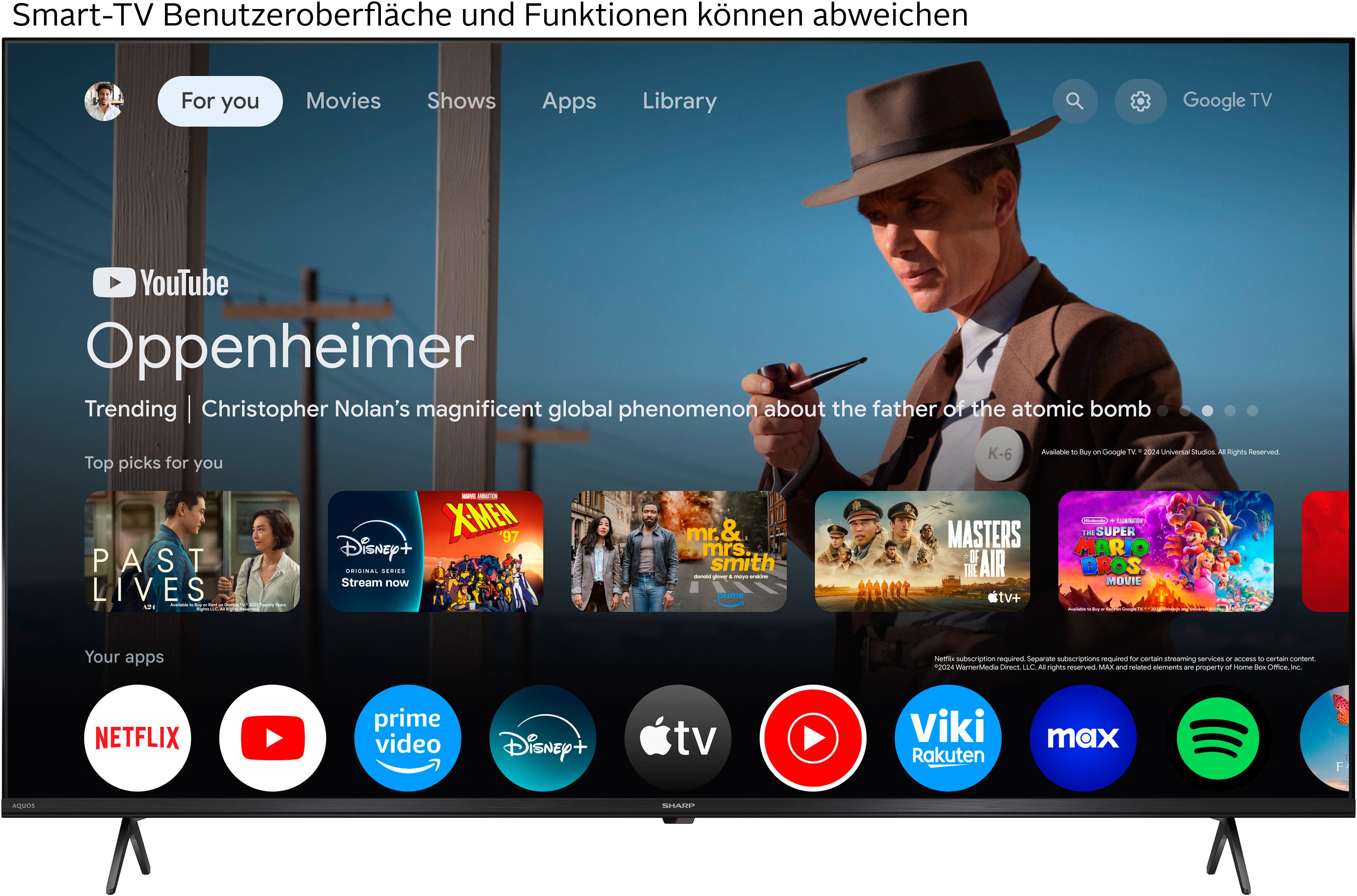 Sharp 4T-C50HLx LED-Fernseher (126 cm/50 Zoll, 4K Ultra HD, Google TV, Smart-TV)