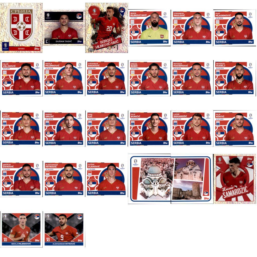 Topps Sammelkarte UEFA EURO 2024 Germany - Sammelsticker - Mannschaftspaket - Serbien