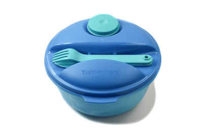 Tupperware Lunchbox Salat & Go 1,5L blau türkis + Besteck + SPÜLTUCH