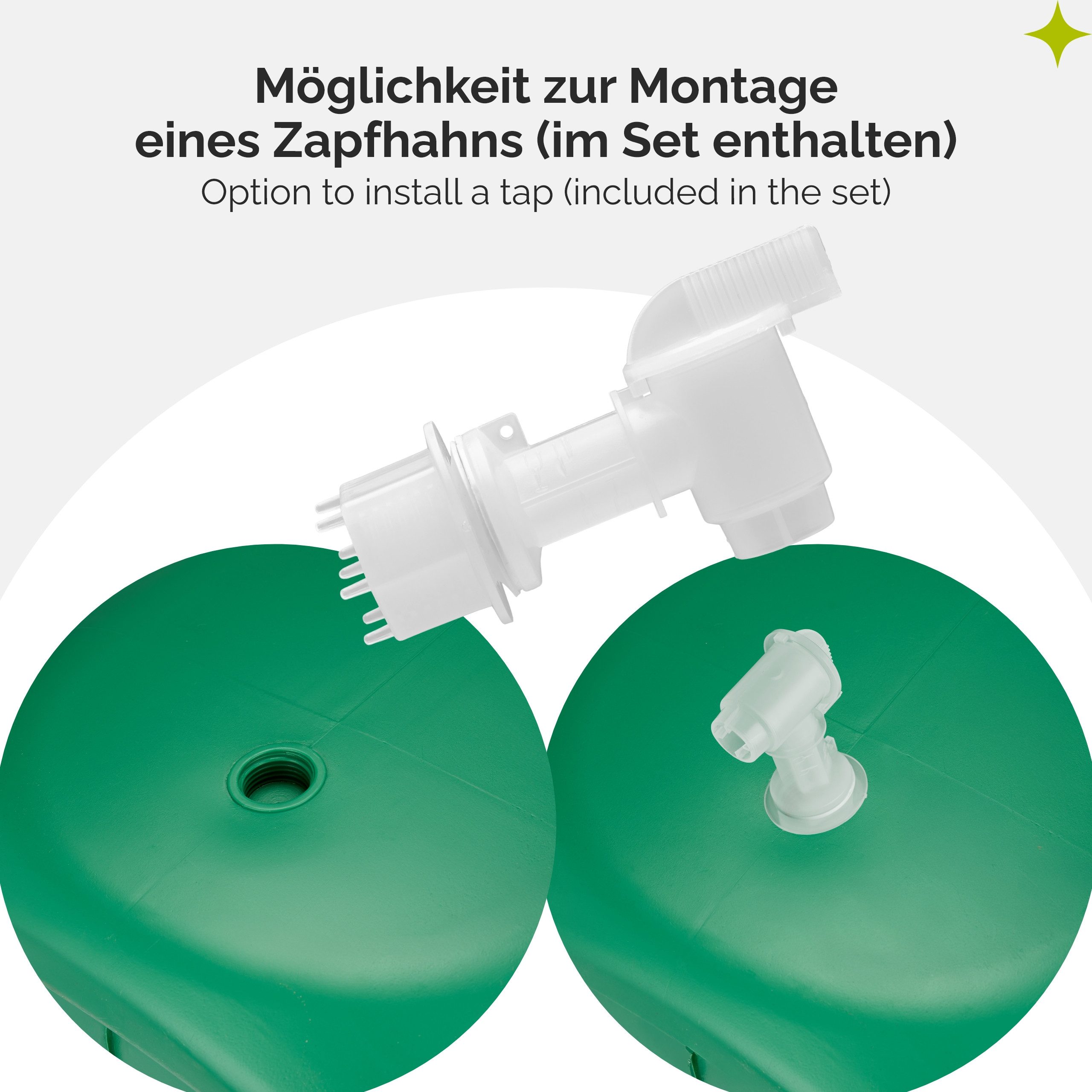 Garronda Regentonne Weithalsfass 40 Liter mit Hahn Plastikbehälter mit Deckel GD-0142, 40 l, (1-tlg), BPA-Frei – Bild 4 von 5
