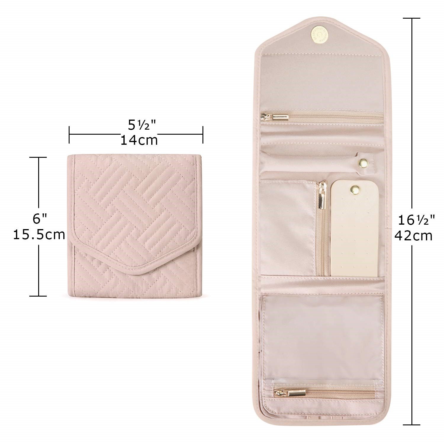 FOUORTUNATE-BEE Schmuckrolle Schmuck Organizer Tasche Reise Schmuckaufbewahrung (für Ringe, Ohrringe, Halsketten, Uhren)