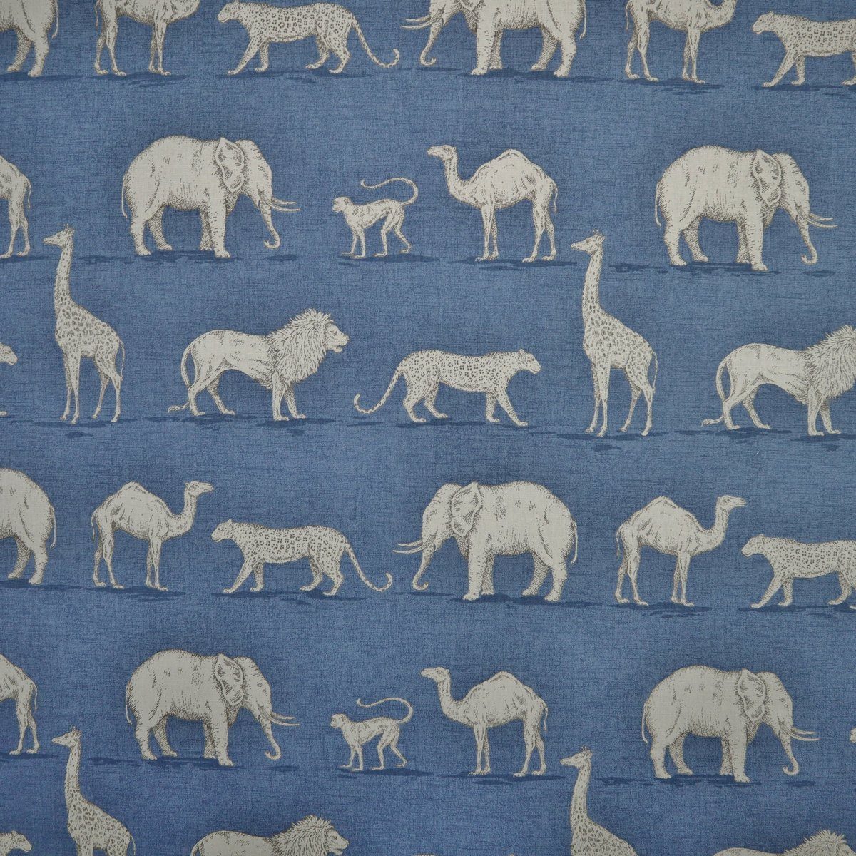 Thumbnail - Stofferia Stoff Dekostoff Panama Prairie Animals Blau, Breite 140 cm, Meterware