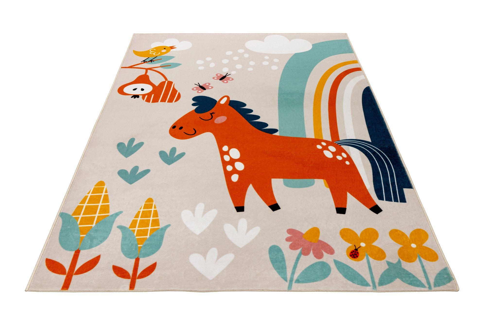 Obsession Kinderteppich Magic Kids ML 107, rechteckig, Höhe: 8 mm, niedliches Pferde Motiv, waschbar, Kinderzimmer