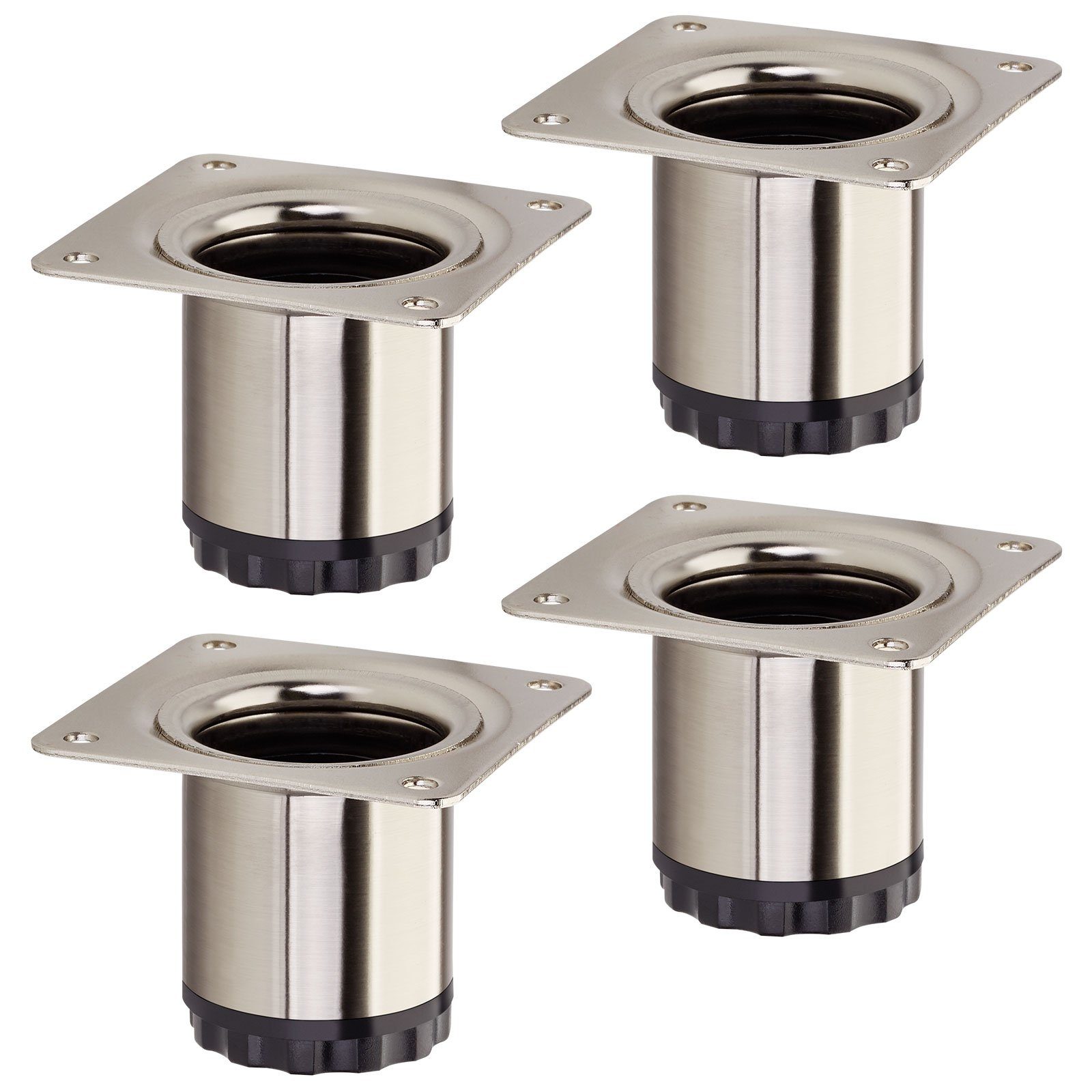 SO-TECH® Möbelfuß 4er Set BRAVO, aus Stahl, höhenverstellbar, bis 200 kg, Edelstahloptik, Höhe 50 mm, Durchmesser 40 mm