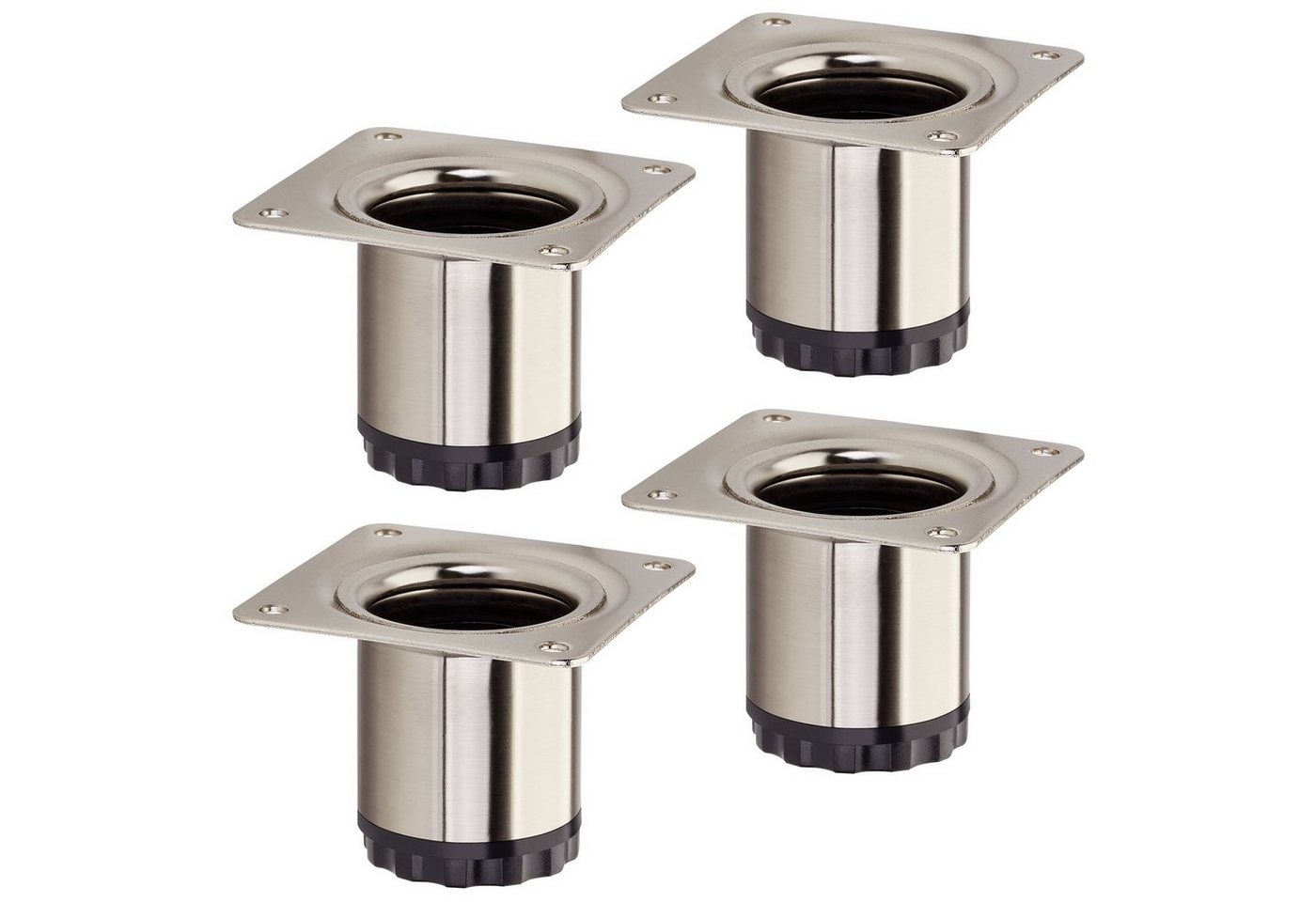 SO-TECH® Möbelfuß 4er Set BRAVO, aus Stahl, höhenverstellbar, bis 200 kg, Edelstahloptik, Höhe 50 mm, Durchmesser 40 mm