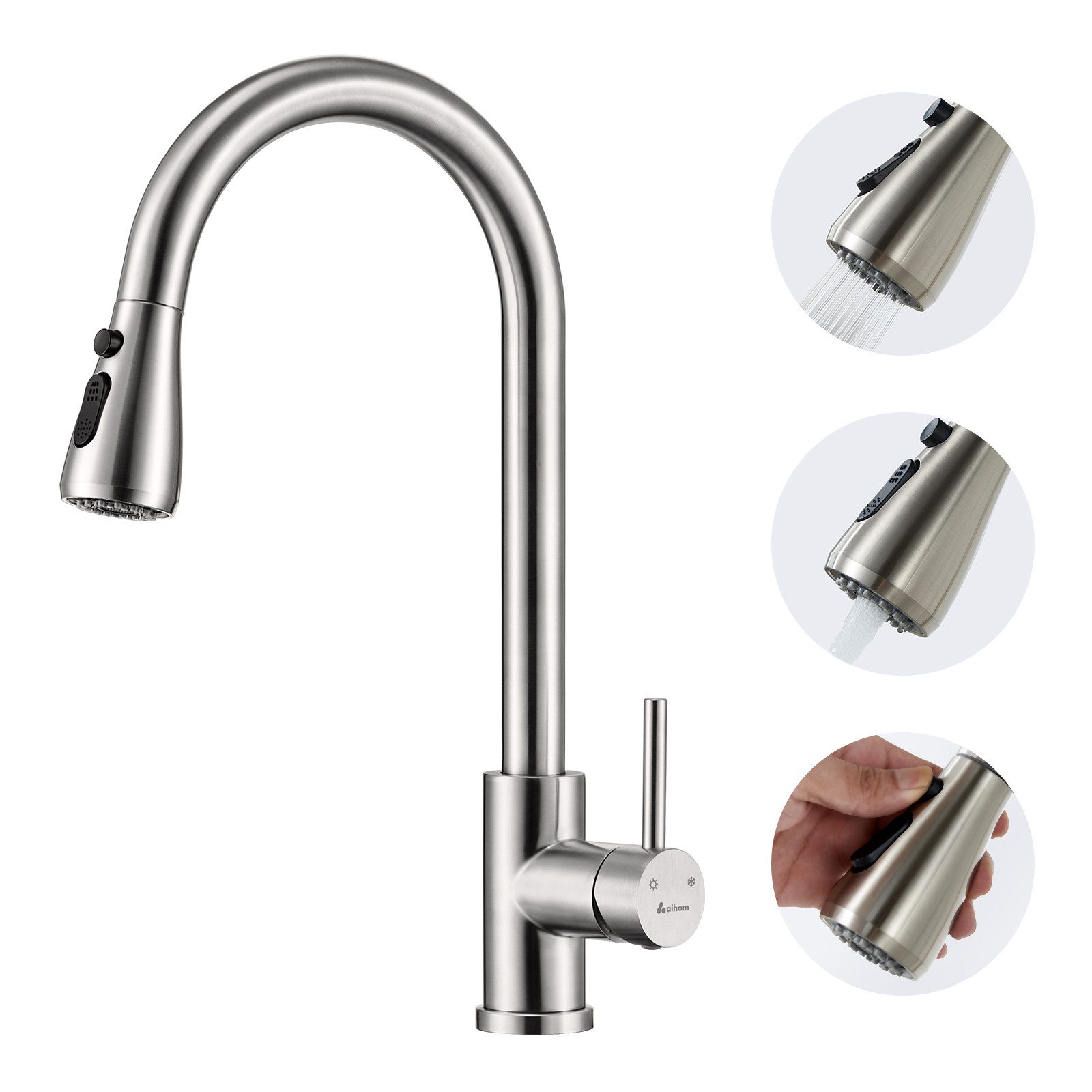 HOMELODY Spültischarmatur Hochdruck Wasserhahn Küche 360° günstig online kaufen