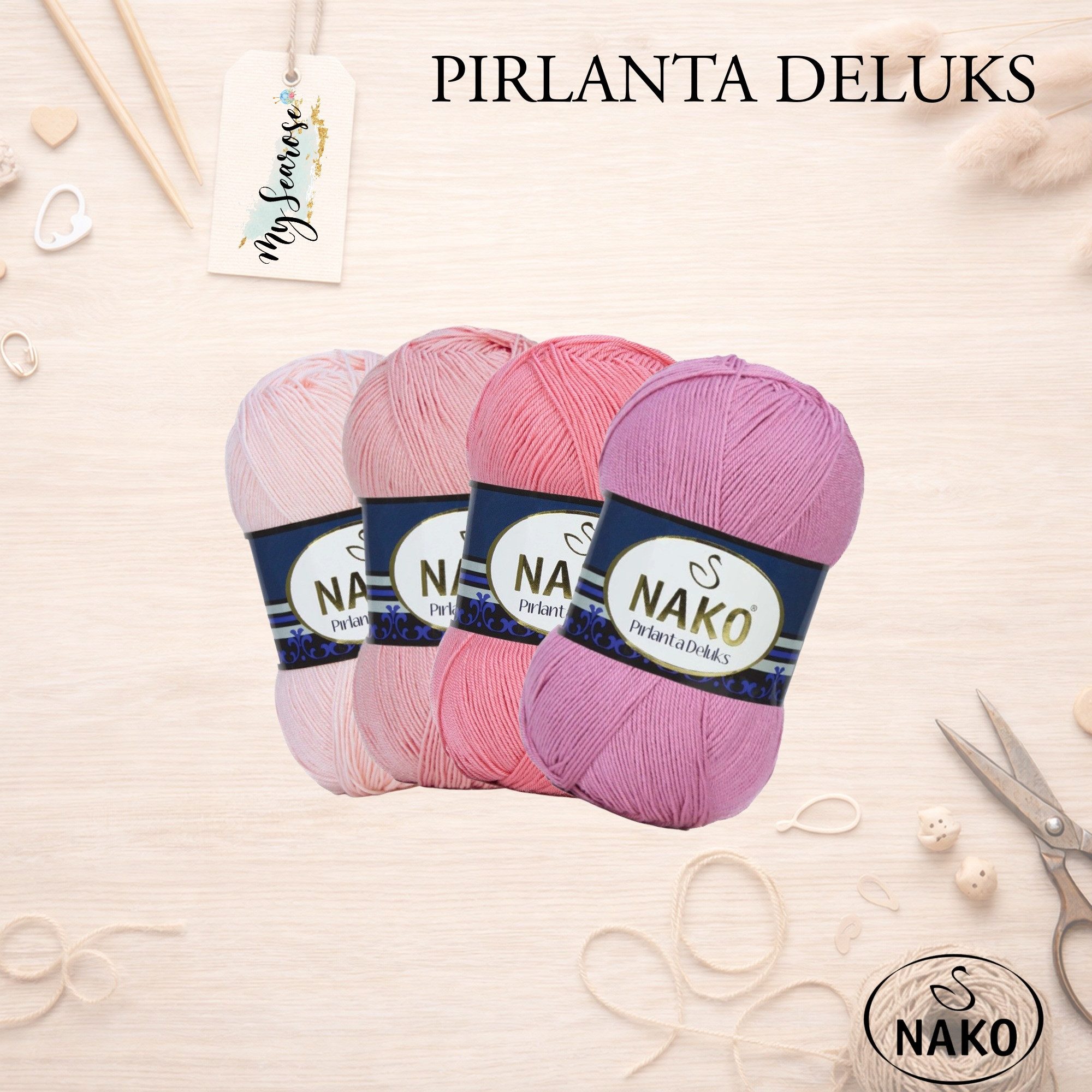 NAKO 5 x Nako Pirlanta Deluks Häkelwolle, 390 m, Strickgarn,Amigurumi,Häkelgarn