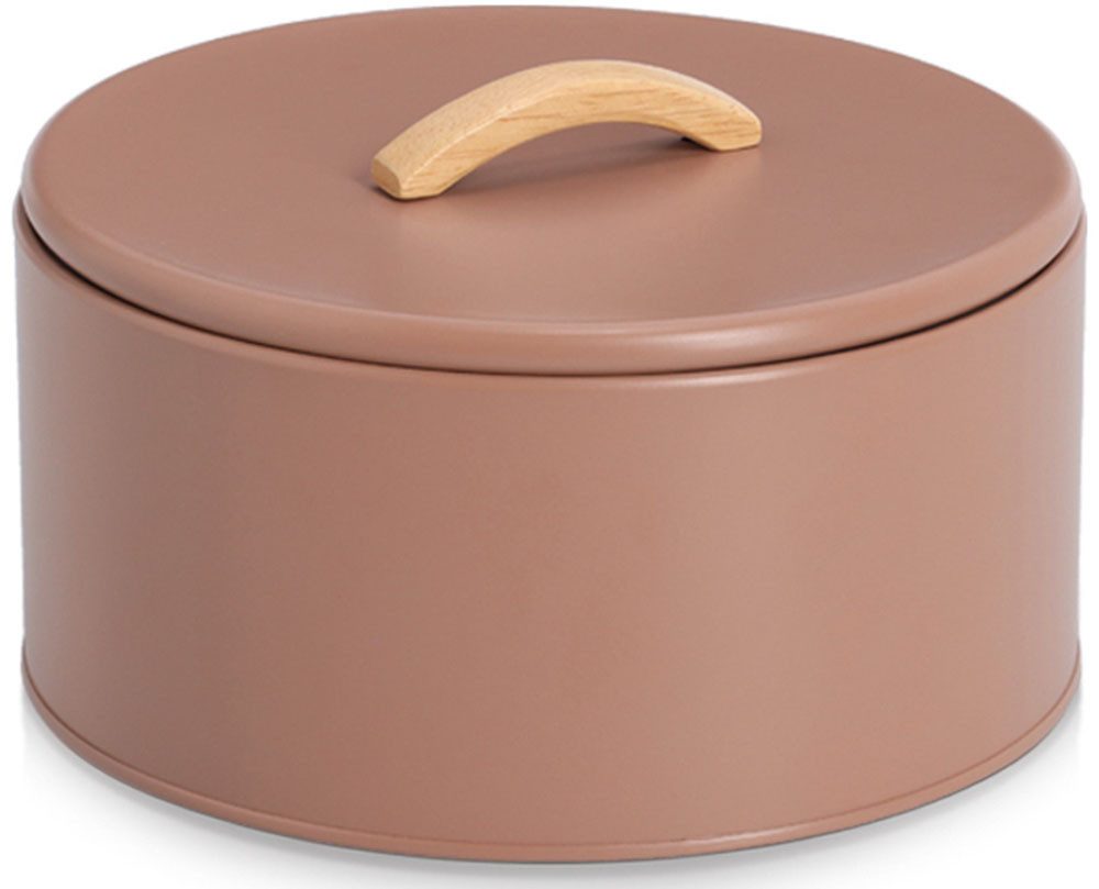 Zeller Present Aufbewahrungsbox 2400 ml, Metall/Gummibaum, mocca, Trendfarbe, Holzgriff, Aromaschutz