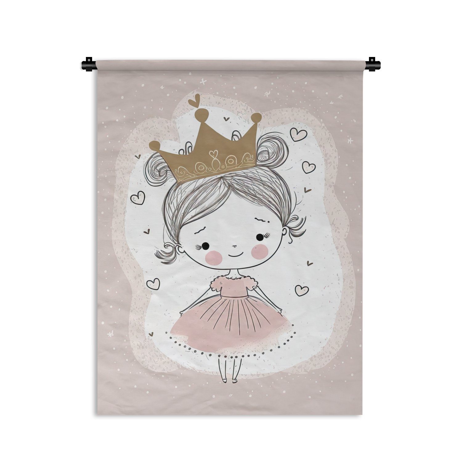 MuchoWow Wanddekoobjekt Prinzessin - Kleid - Kinder - Mädchen, Deko für an der Wand, Wohnzimmer, Tapisserie, Schlafzimmer