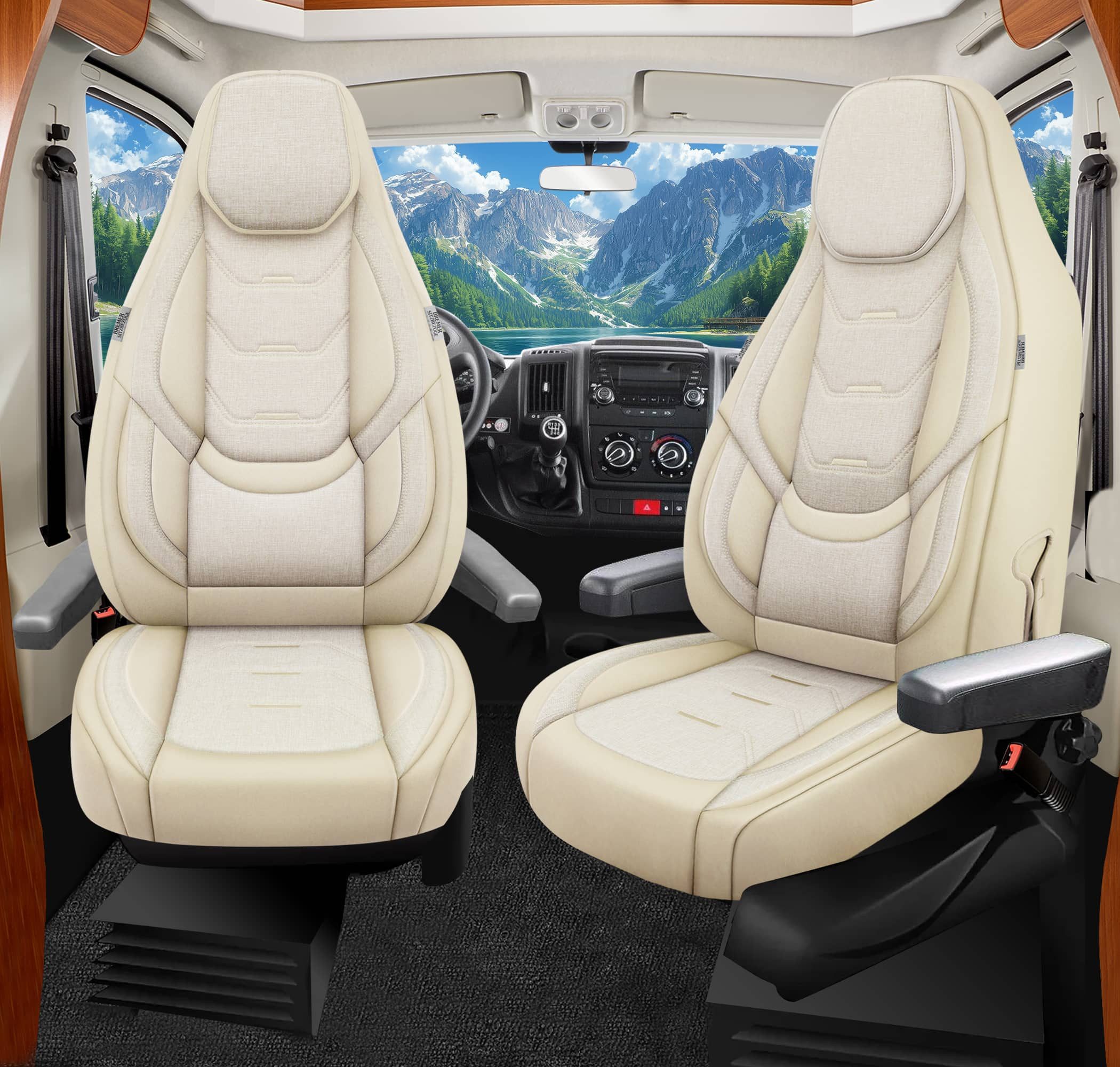 BREMER SITZBEZÜGE Autositzbezug für Clever Vans Celebration (H5), Set, 2-tlg., Schonbezüge Sitzbezüge Fahrer und Beifahrer, in Beige