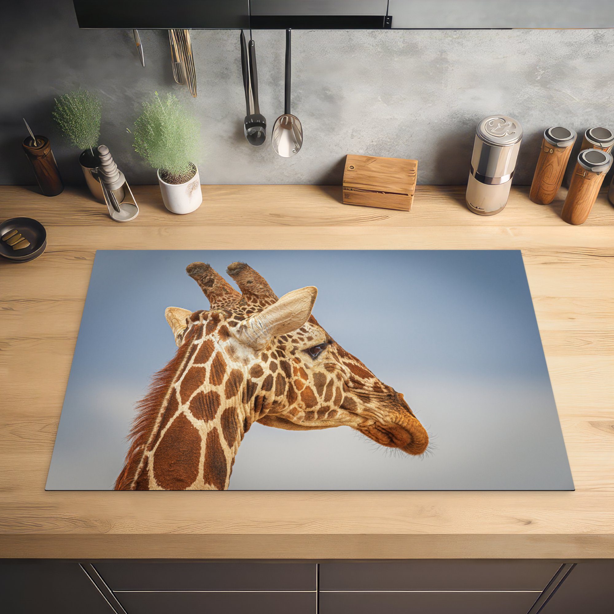 MuchoWow Herdblende-/Abdeckplatte Ceranfeldabdeckung Giraffe (1 für Tiere, Natur tlg), Vinyl, küche, - cm, die Induktionskochfeld Schutz 81x52 