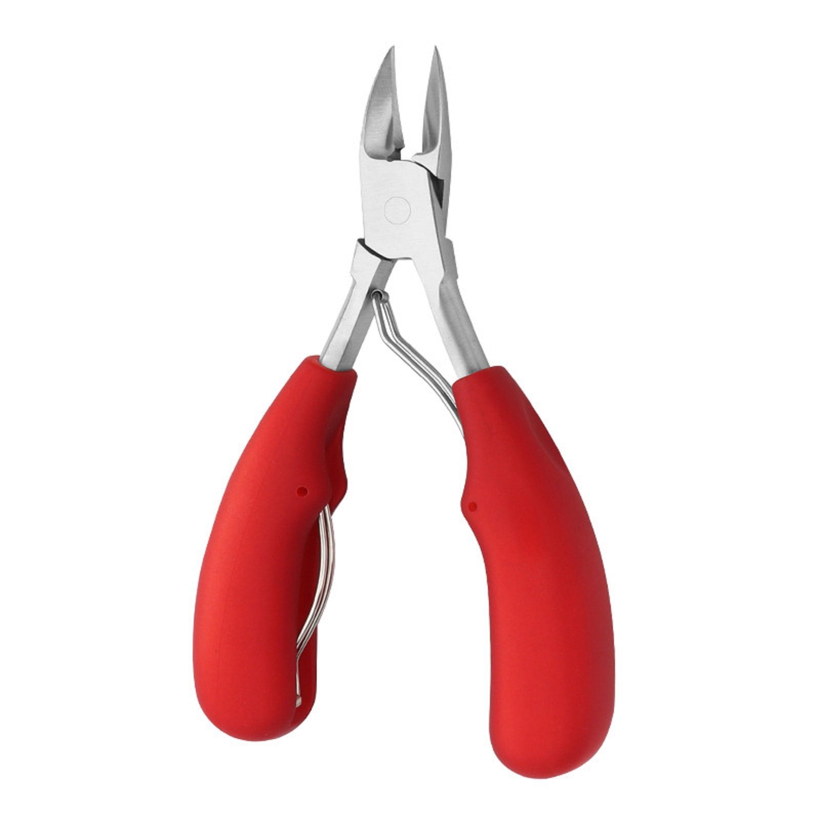 COOL-i ® Fußnagelknipser Profi-Zehennagelknipser für dicke & eingewachsene Nägel, Präzisionszange aus Edelstahl mit rutschfestem Griff in Schwarz,Rot