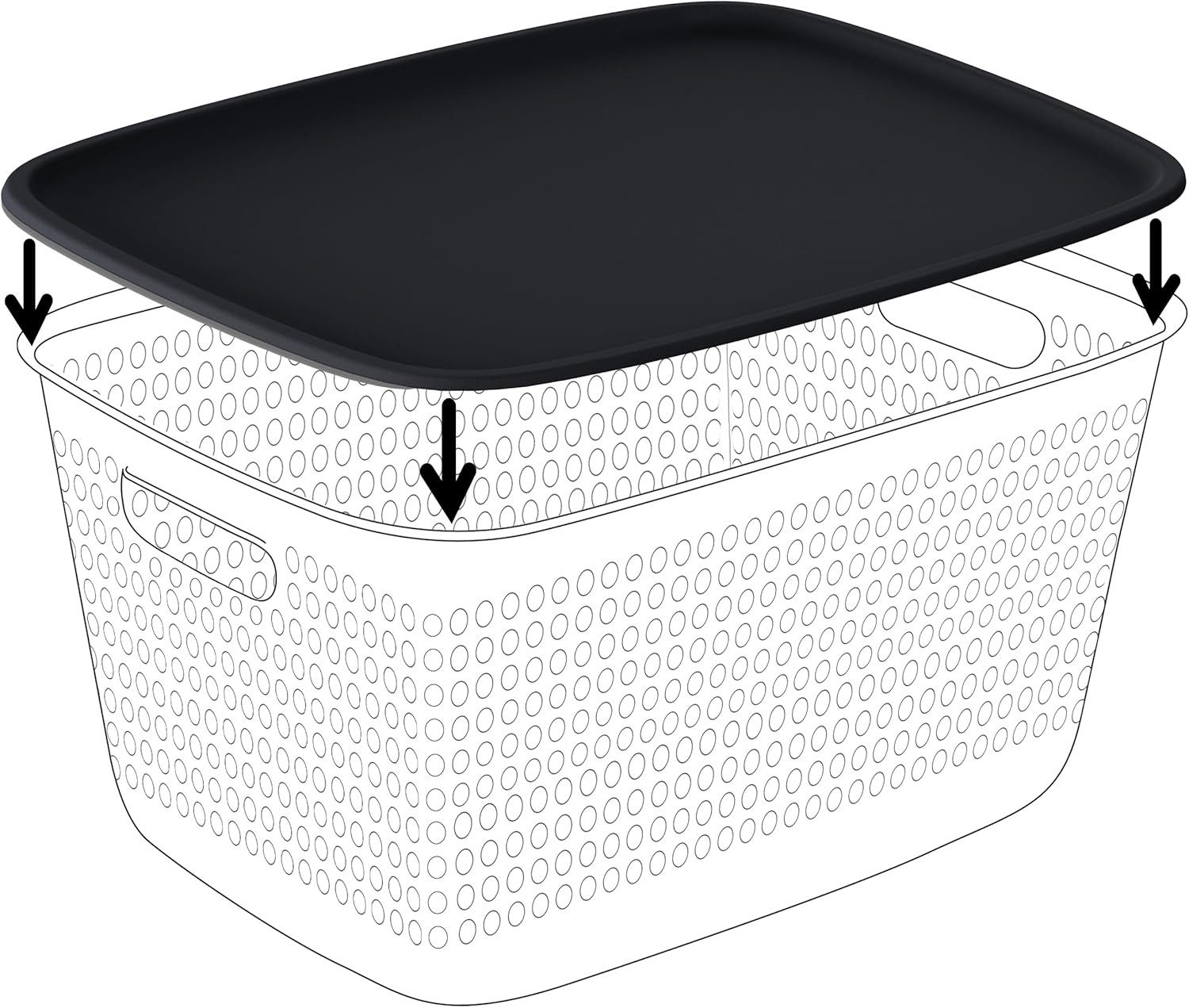 KONZEPT Aufbewahrungsbox mit Griffen 17L perforiert 39x29x22 cm Kunststoffbox, für Schrank, Regale, Büro, Bad oder Kinderzimmer