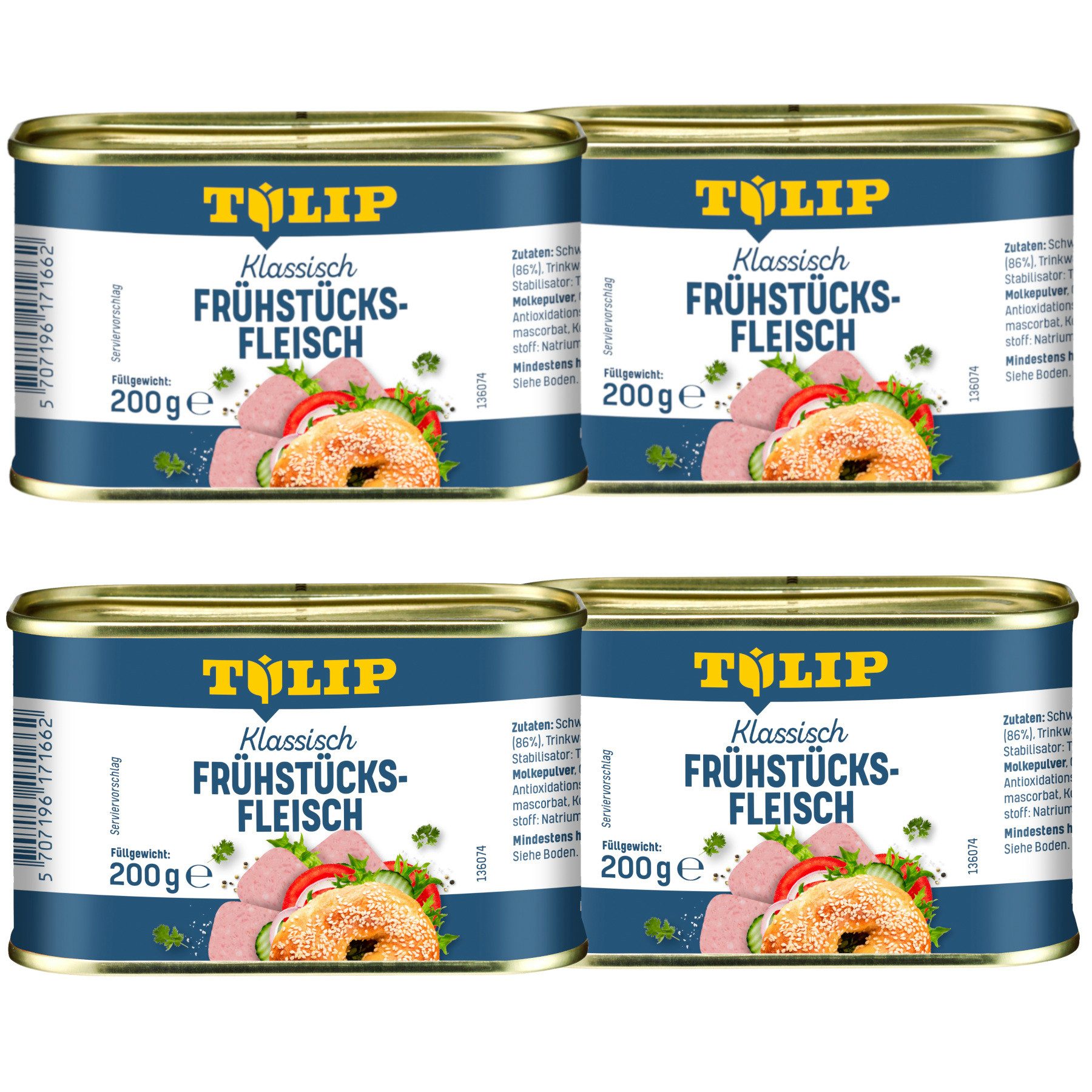 TULIP Wurstkonserve Frühstücksfleisch 200g Original Dänische Delikatesse in Konservendose, 200 g, Frühstücksfleisch