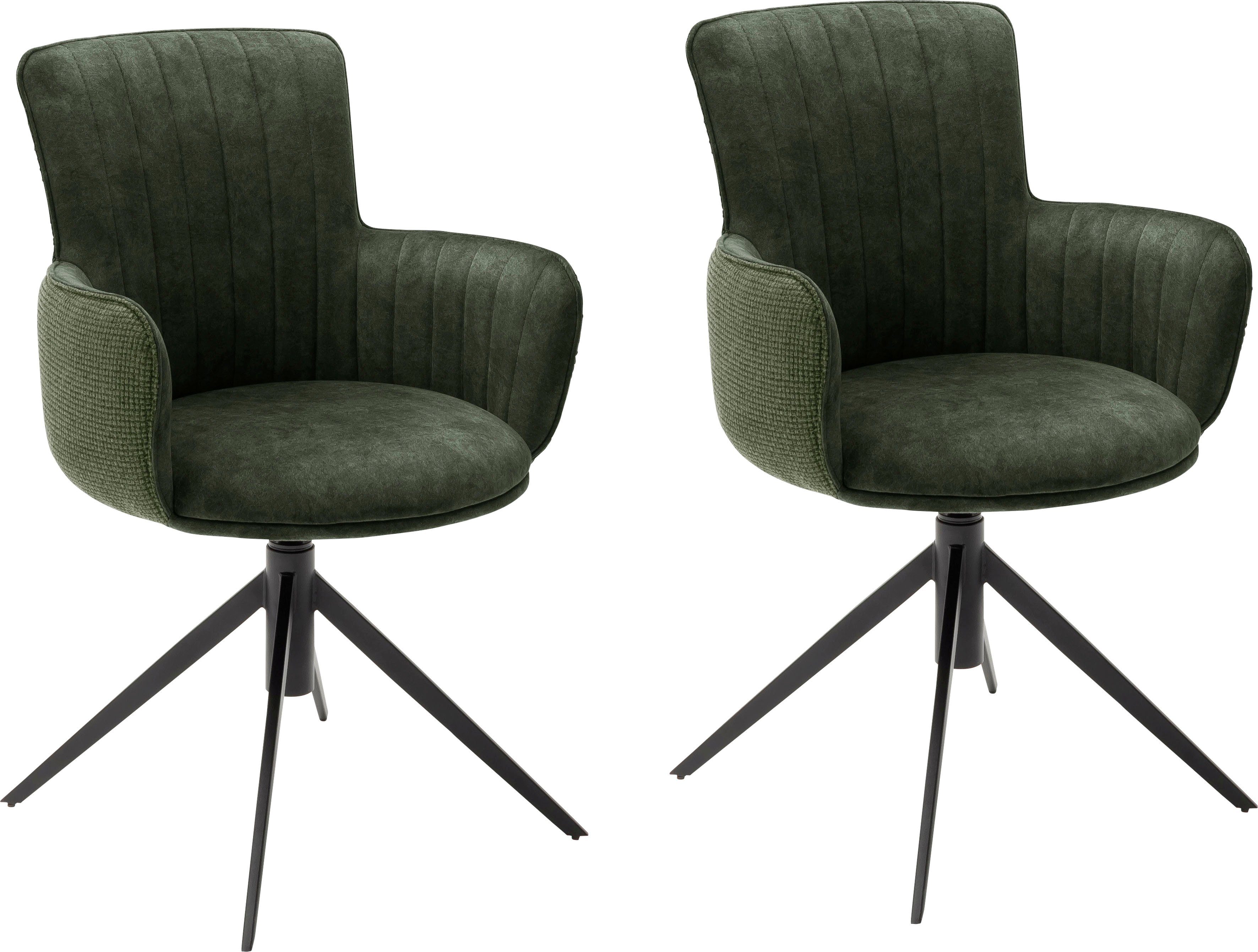 MCA furniture Esszimmerstuhl Denia (Set, 2 St), 2-er Set, Stuhl 360°drehbar mit Nivellierung, belastbar bis 120 kg Olive | Olive