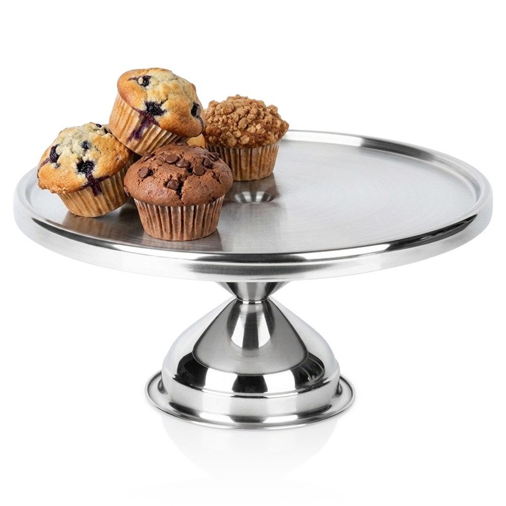 Vilde Tortenständer Mit Fuß in Silber für Kuchen 33cm, Edelstahl, (1-tlg), spülmaschinengeeignet