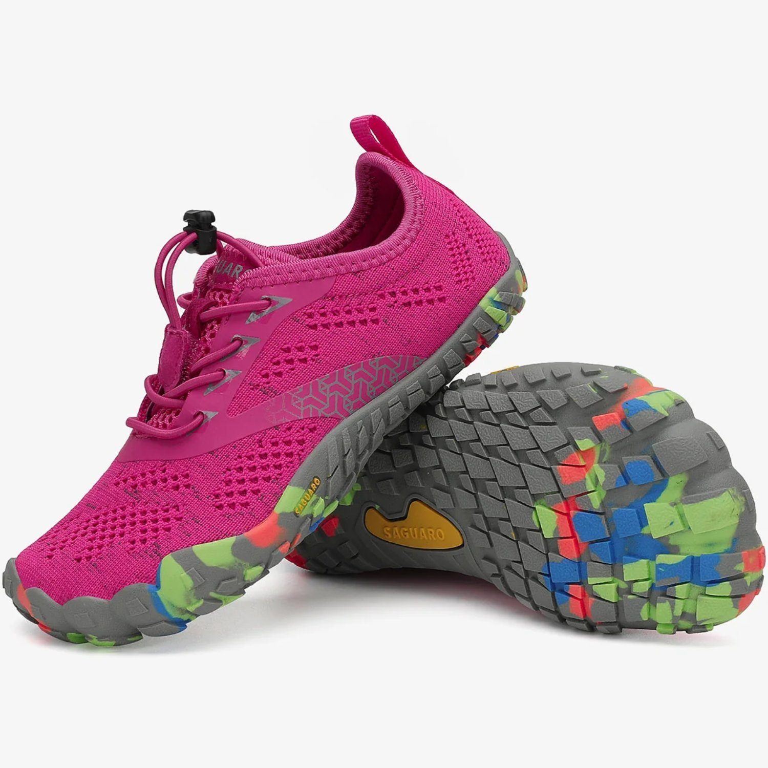 SAGUARO Barfußschuh (bequem, leicht, atmungsaktiv, rutschfest) Minimalschuhe Laufschuhe Sport-Schuhe Jogging Sneaker Trail-Running Rot 025 Kids