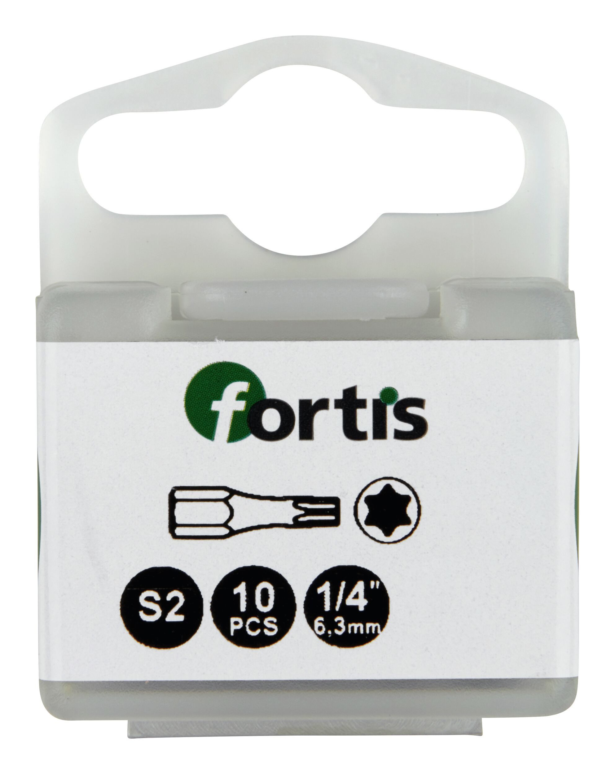fortis Torx-Bit, 10 Stück, 1/4" für InnenSchrauben DIN3126 C6,3 TX10 x 25 mm Torsion