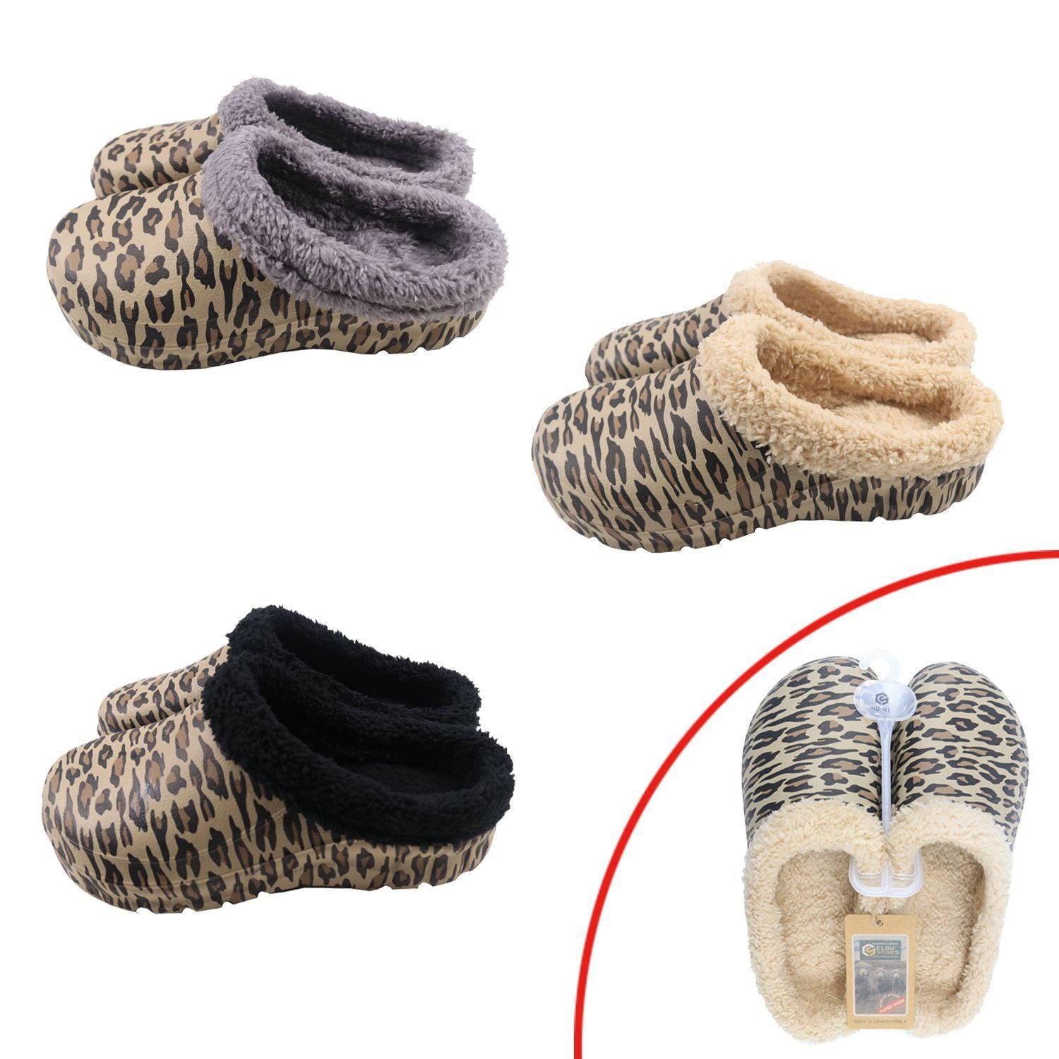 VewoTex Damen Clogs Leo mit Teddy Kunstfell » günstige Damenschuhe Clog (Pa günstig online kaufen