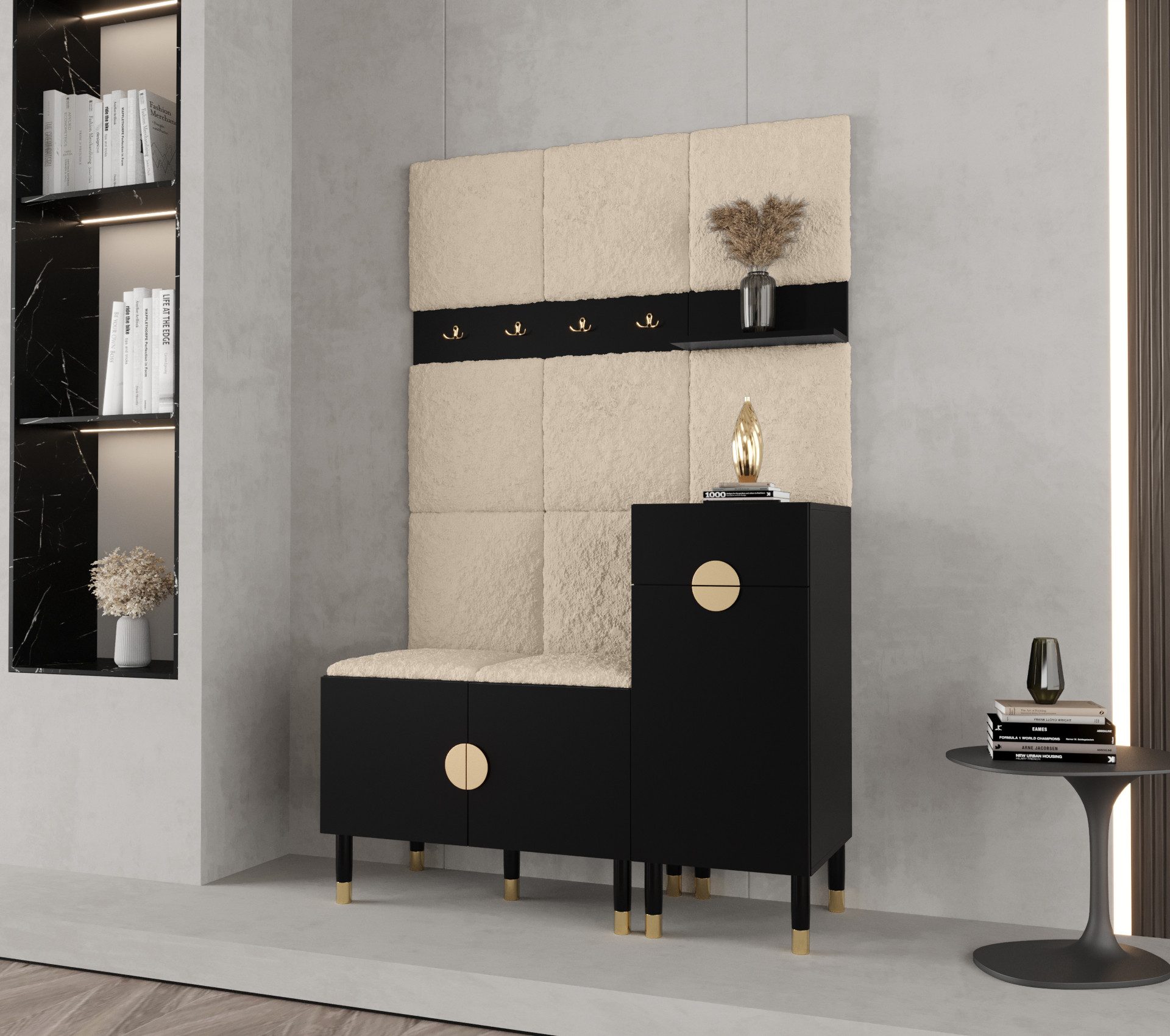 ABIKS MÖBEL Kompaktgarderobe PALERMO Set 5 Garderobe mit gepolsterten Paneelen, Industriell Design