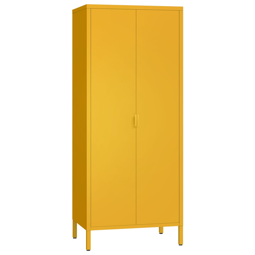 skølm Kleiderschrank Ituri aus Metall (Senfgelb) Metallschrank mit 6 Fächern & 2 Kleiderstangen, 170x80x45 cm