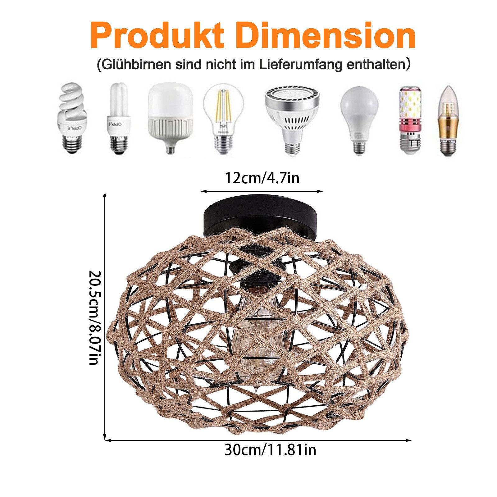 TWSOUL Deckenleuchte Vintage Rattan Lampe Boho günstig online kaufen