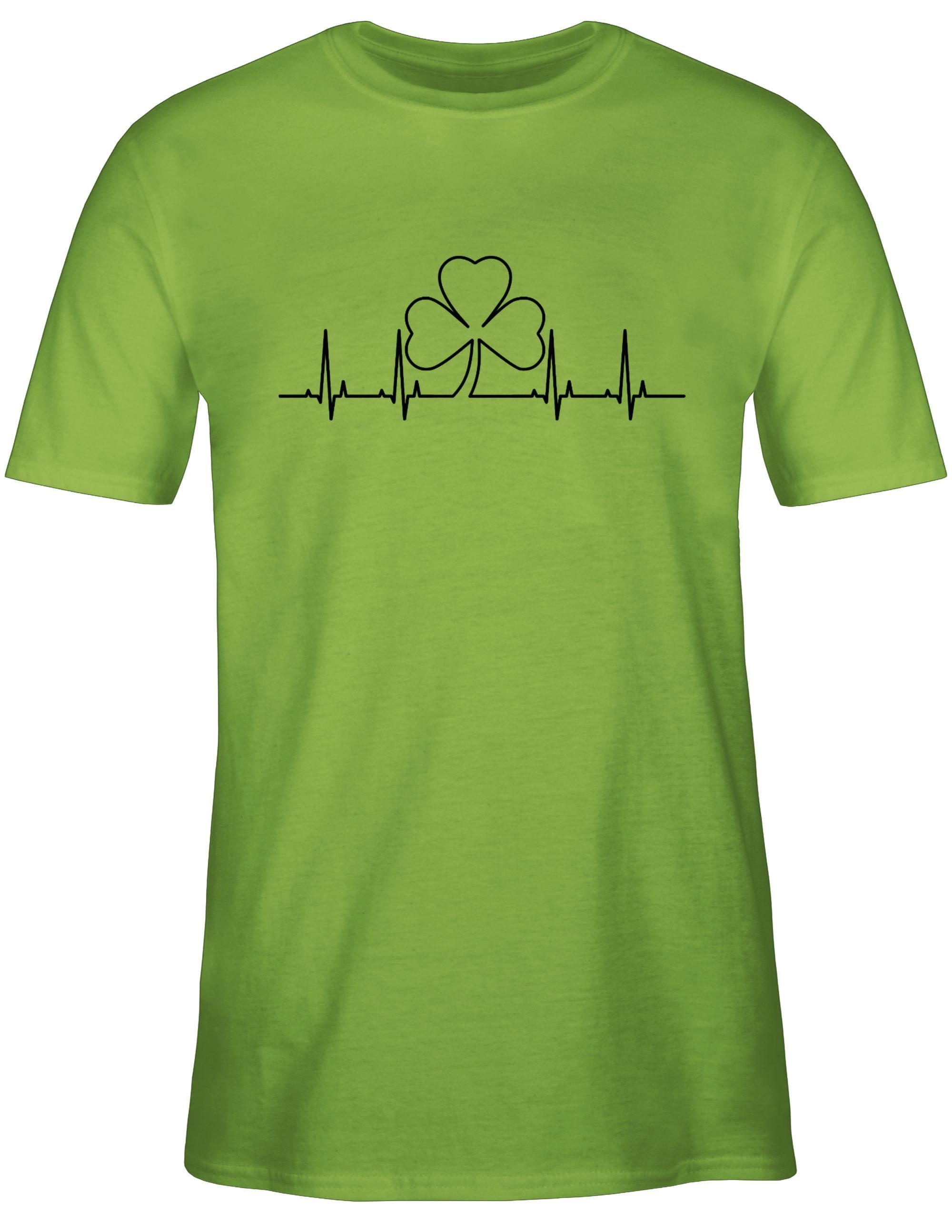 St. Kleeblatt T-Shirt Herzschlag Hellgrün Patricks Shirtracer Day 3