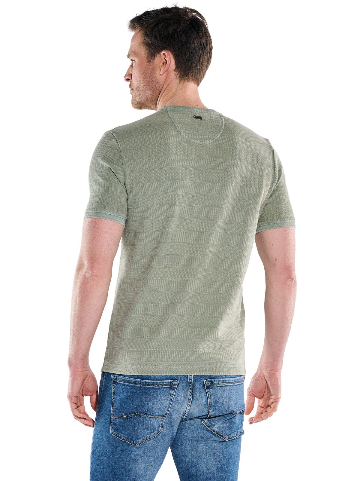 Engbers T-Shirt Herren Strukturiertes T-Shirt im Streifendesign, Gruen