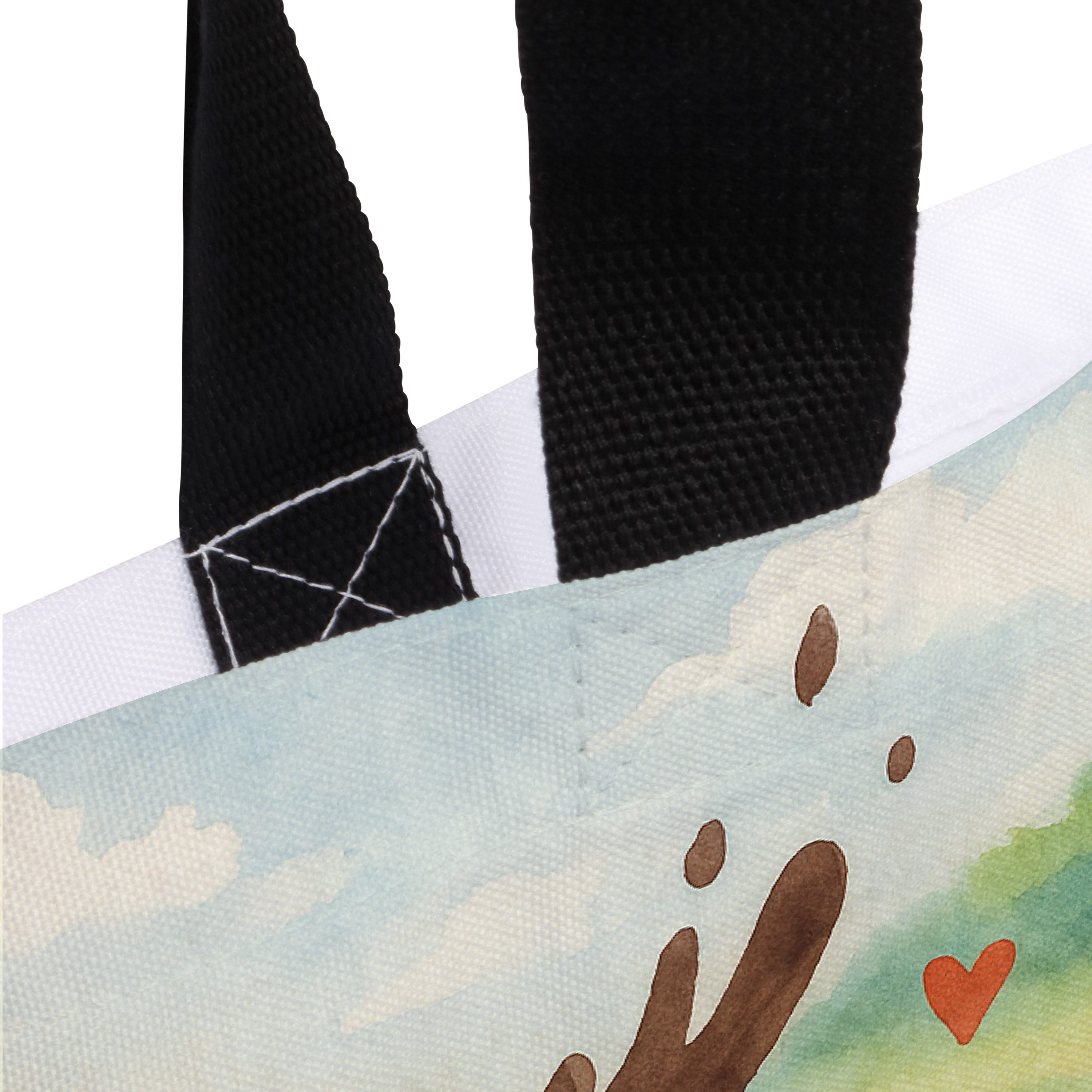 Mr. & Mrs. Panda Shopper Kaffee Bohne Design, Tote Bag, Weiß, Zufriedenheit, Schultasche, Glüc (Packung), Unitasche Pandatasche Tasche