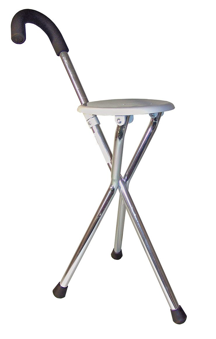 Rehaforum Medical GmbH Gehstock Gehstock RFM mit Sitzfläche Spazierstock Gehhilfe grau/chrom, Gehstock mit Sitzgelegenheit