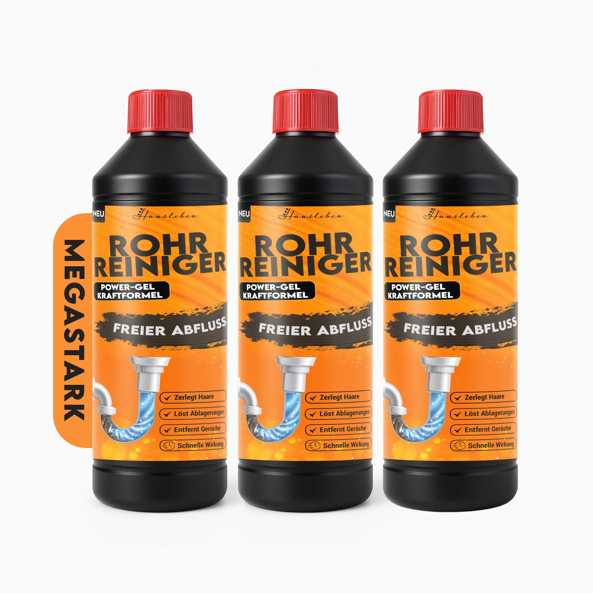 hausleben ausgussbecken Abflussreiniger, für Küche, Bad, entfernt verstopfung Rohrreiniger (3-St. 1x1000ml Abflussreiniger, Küche, Bad, entfernt verstopfung)