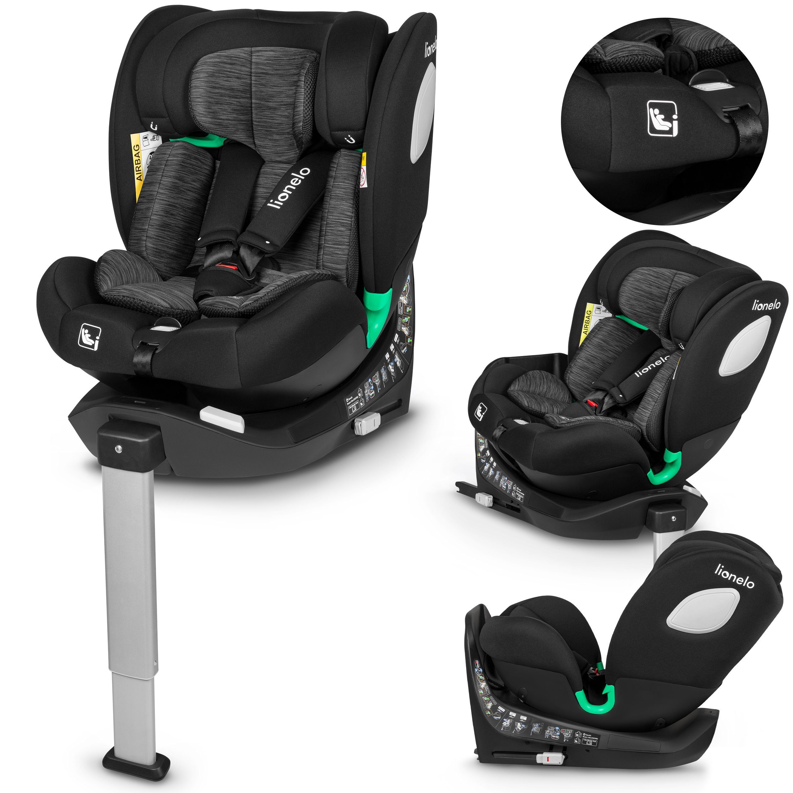 lionelo Autokindersitz BRAAM i-SIZE, ab: ab Geburt, bis: bis 36 kg (160 cm), ab: 1,00 kg, bis: 36,00 kg, (set), 4-in-1-Sitz / ISOFIX + Stabilisierungsfuß / sehr sicher