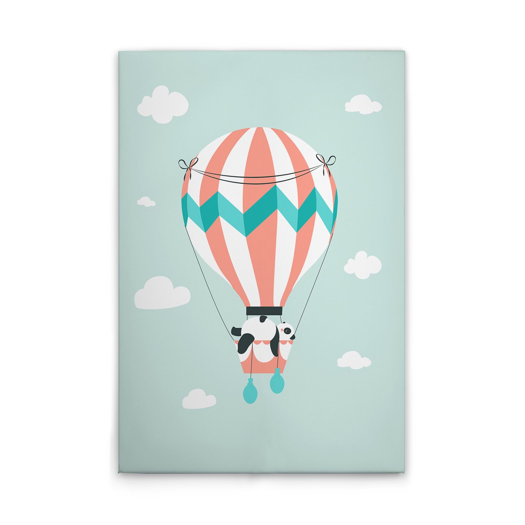 Tadessi Leinwandbild Leinwandbild Heißluftballon Kinderzimmer Panda M1-No.51428, Keilrahme, Tiere