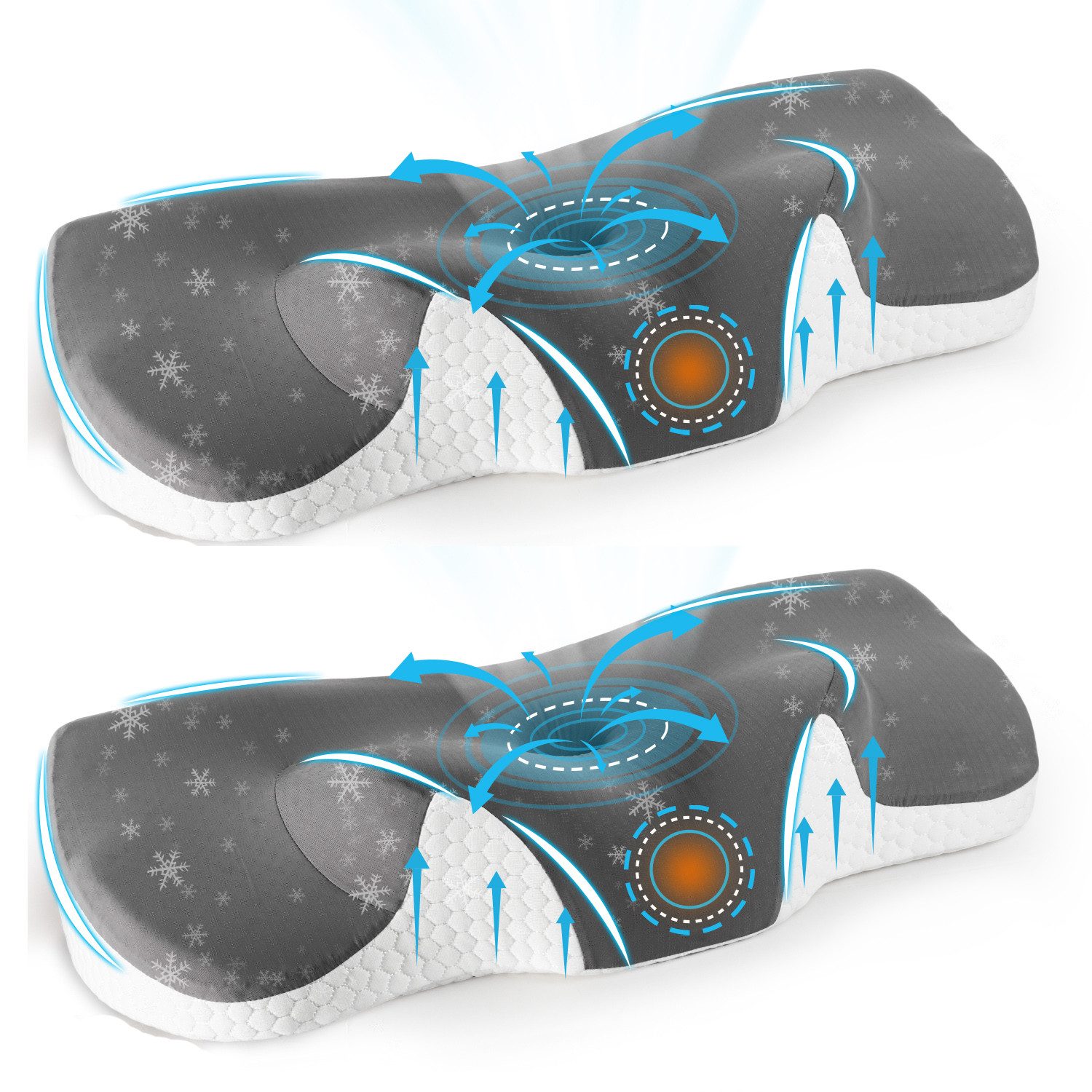 Esun Подушки Подушки для шеи, Подушки Memory Foam, Füllung: Rückstellschaum, Seitenschlafer, Rückenschlafer, Bauchschlafer, Set, Подушки