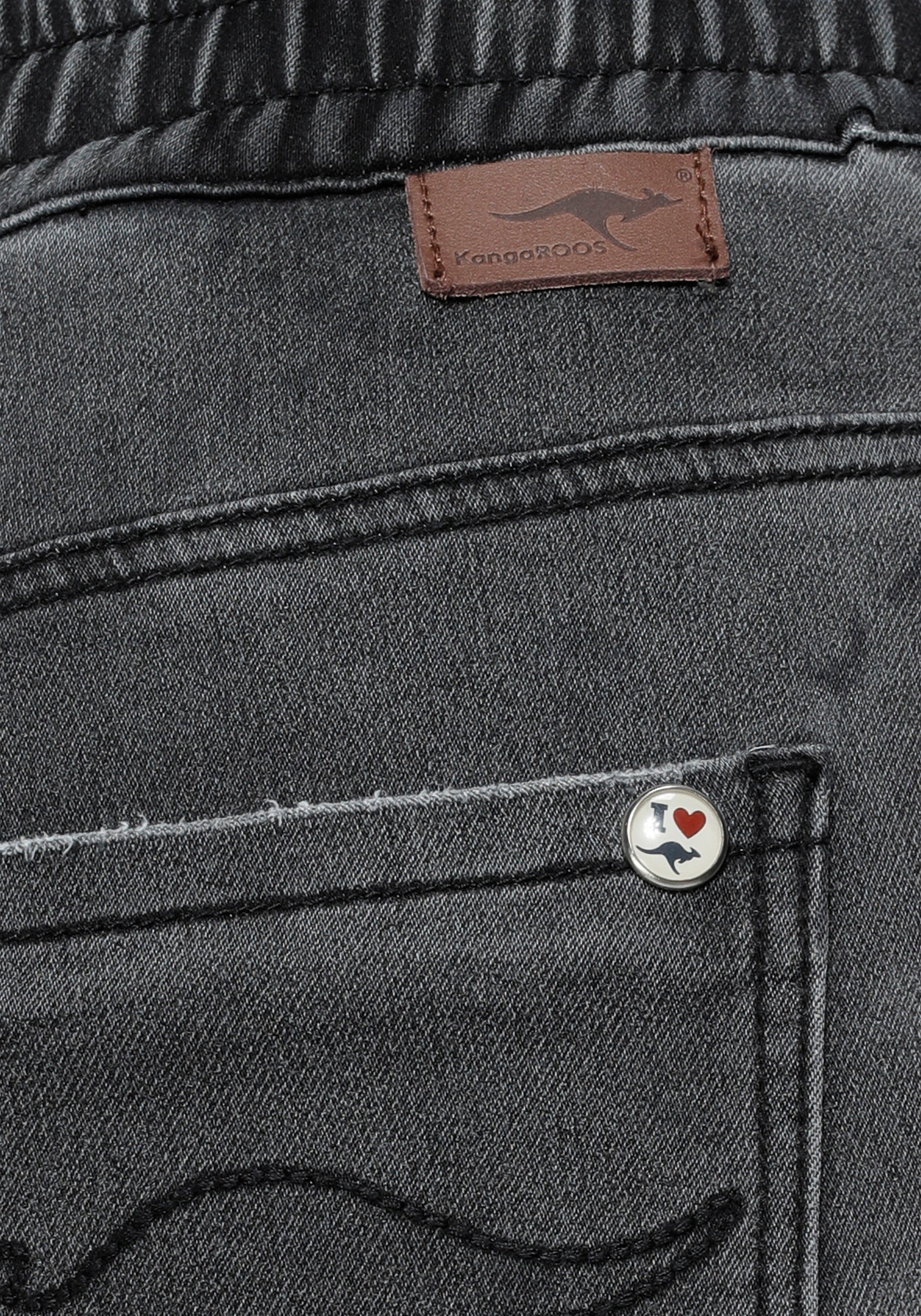 Pants light-grey-used Bündchen KangaROOS Denim-Optik Jogg mit in elastischem