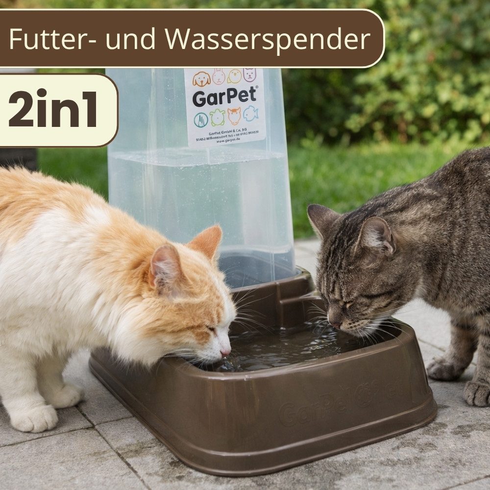 GarPet Hunde-Futterspender 2in1 Wasserspender Futterautomat Katze Trockenfutter Automat XXL 3,7 L